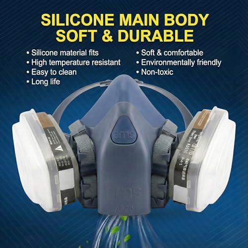 Half Face Respirator Mask Kit with Safety Glasses and Ear Plugs