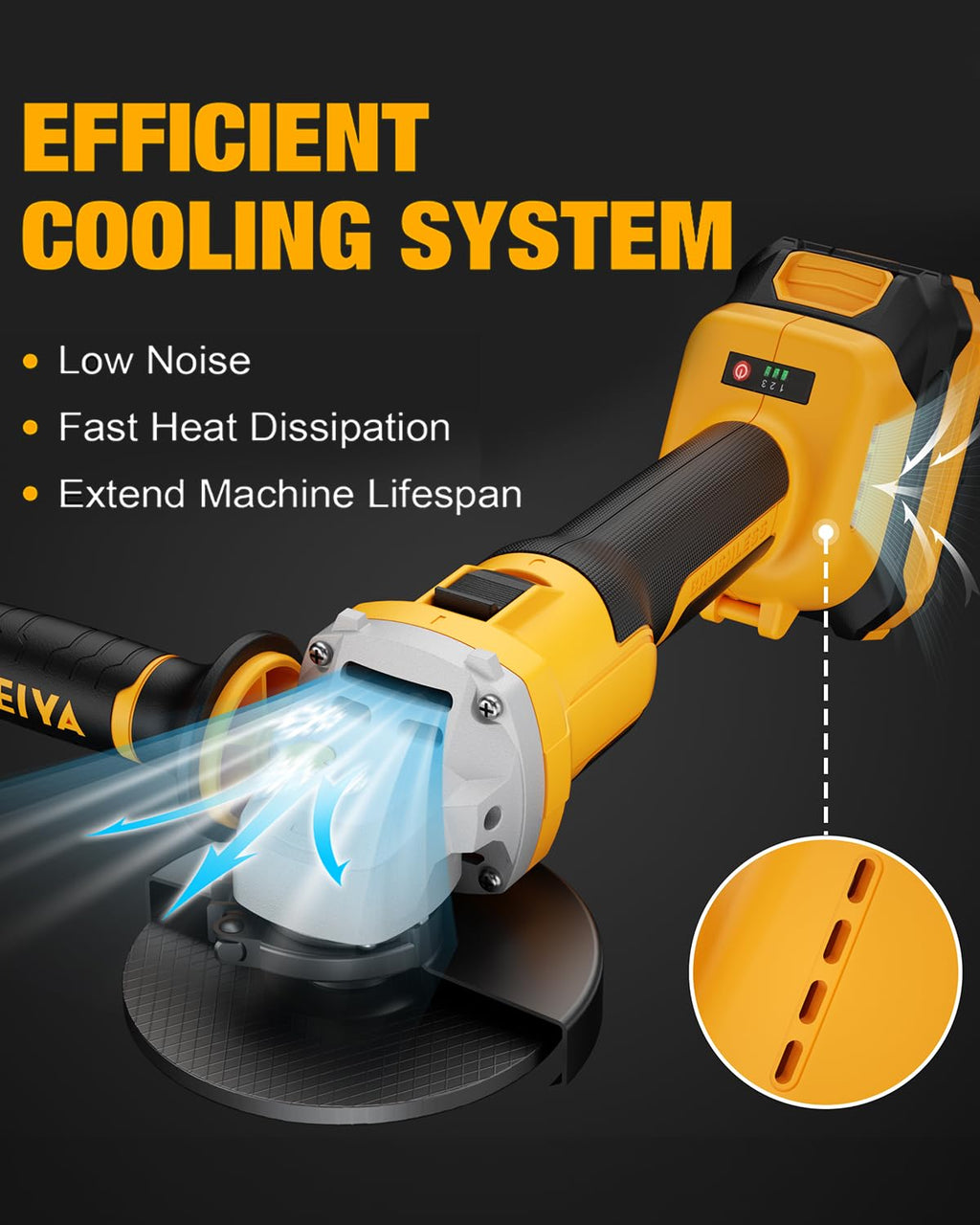 20V Brushless Cordless Angle Grinder 9600 RPM with Two Batteries