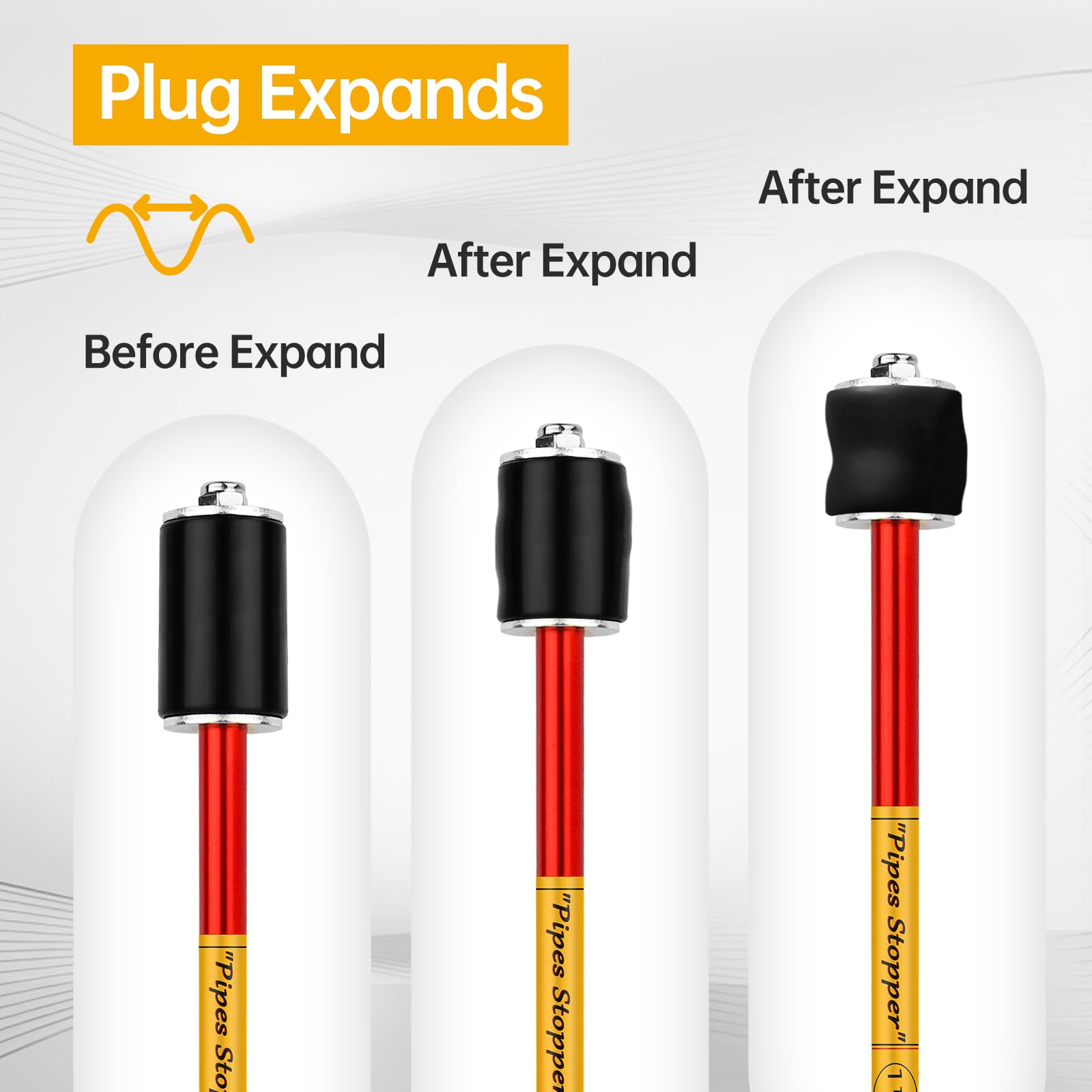 6 Piece Plumbing Pipe Plug Tool Kit for Half Inch to 2 Inch Pipes