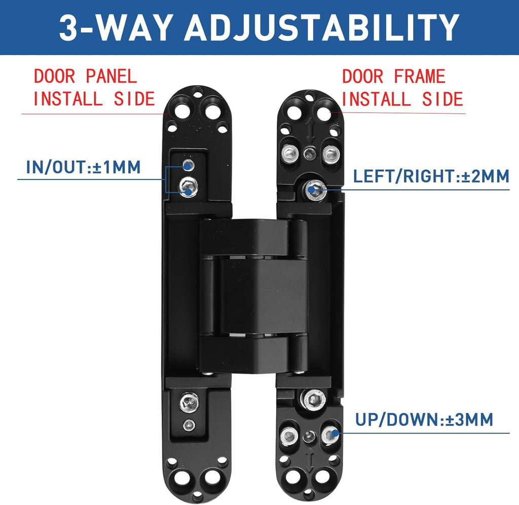 6 Inch 7 Inch Concealed Door Hinges Zinc Alloy 180 Degree Adjustable