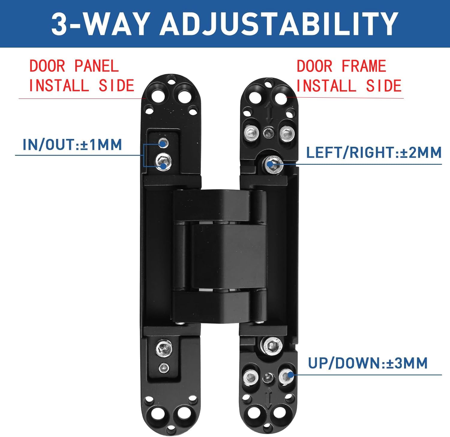 6 Inch 7 Inch Concealed Door Hinges Zinc Alloy 180 Degree Adjustable