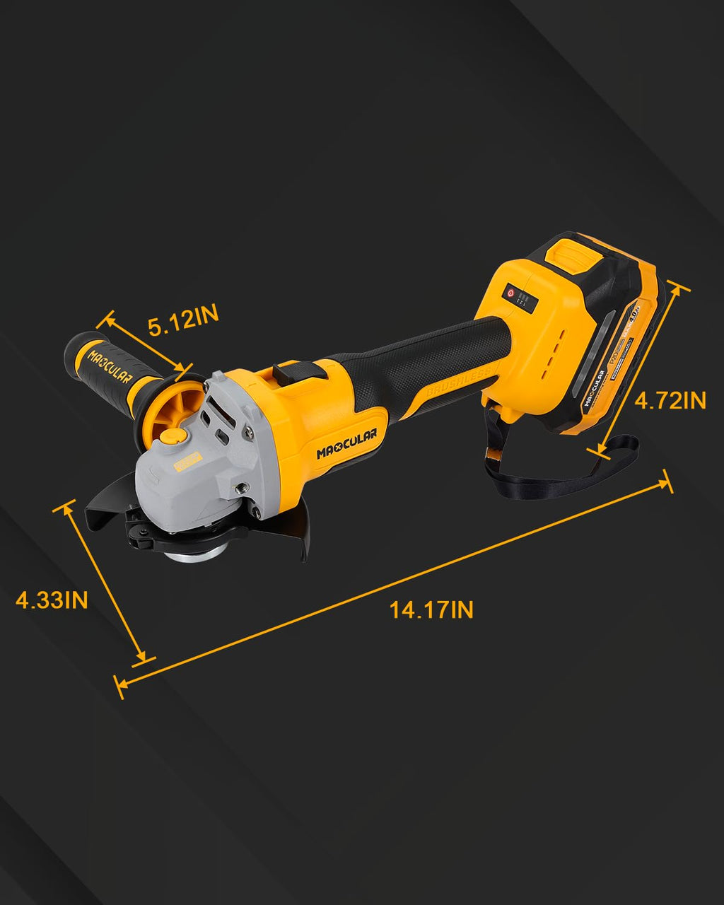 20V Brushless Cordless Angle Grinder 9600 RPM with Two Batteries