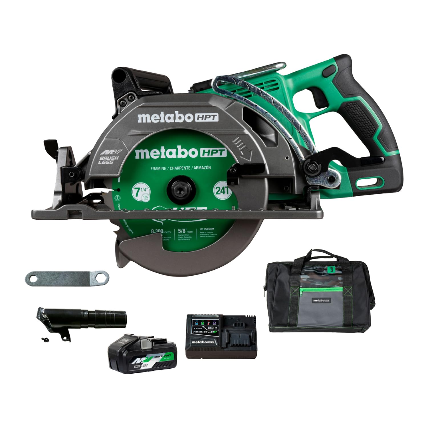 36V Cordless Rear Handle Circular Saw Kit with Optional AC Adapter