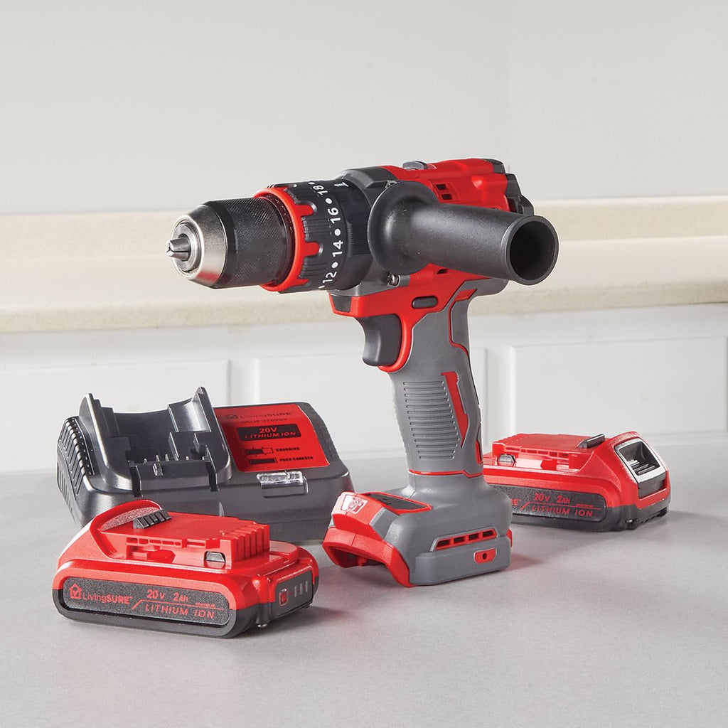 Cordless Power Drill with Two Batteries and Charger
