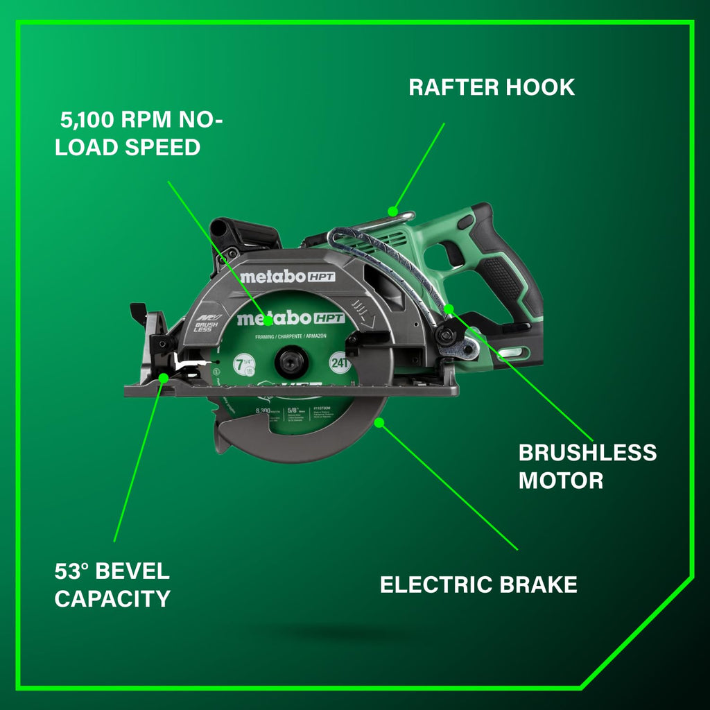 36V Cordless Rear Handle Circular Saw Kit with Optional AC Adapter
