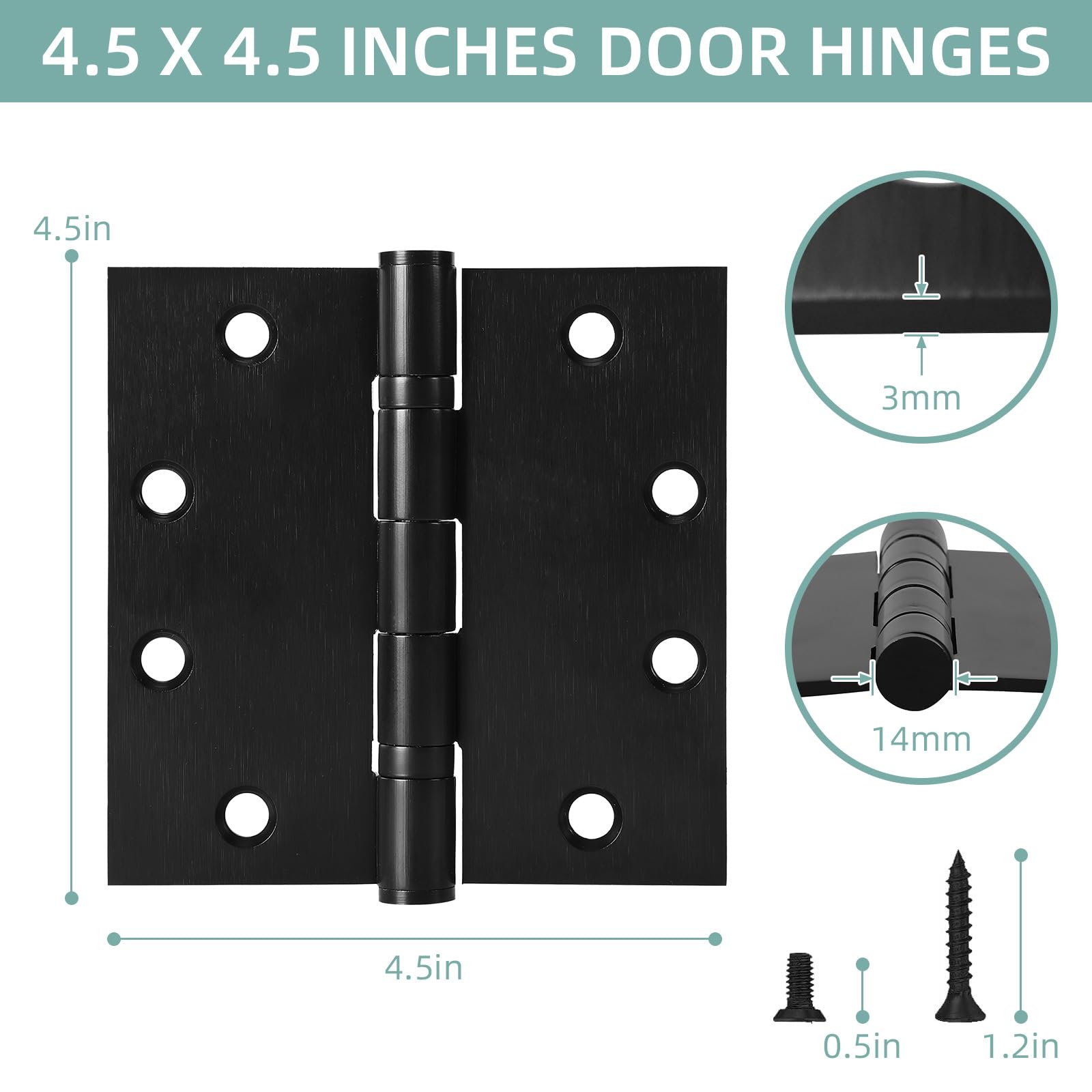 6 or 12 Pack 4 and a Half Inch Stainless Steel Ball Bearing Hinges