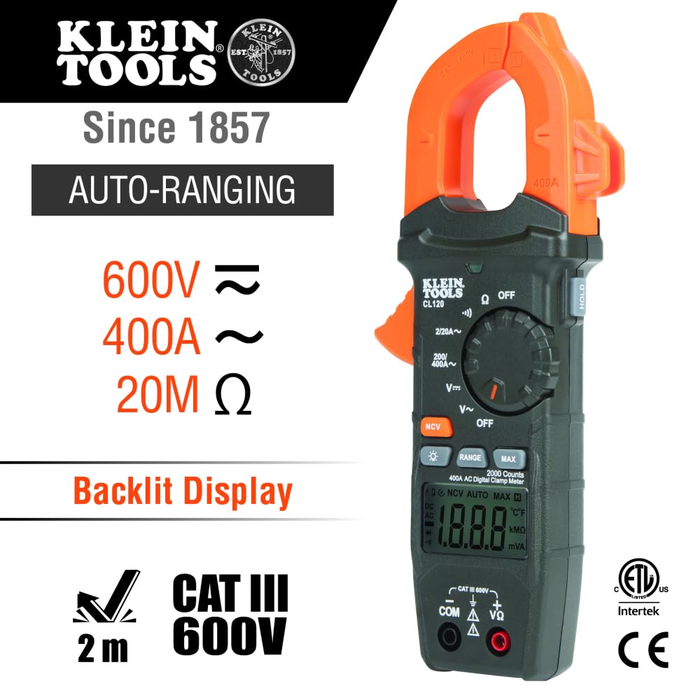 400 Amp AC Auto Ranging Clamp Meter Electrical Test Kit
