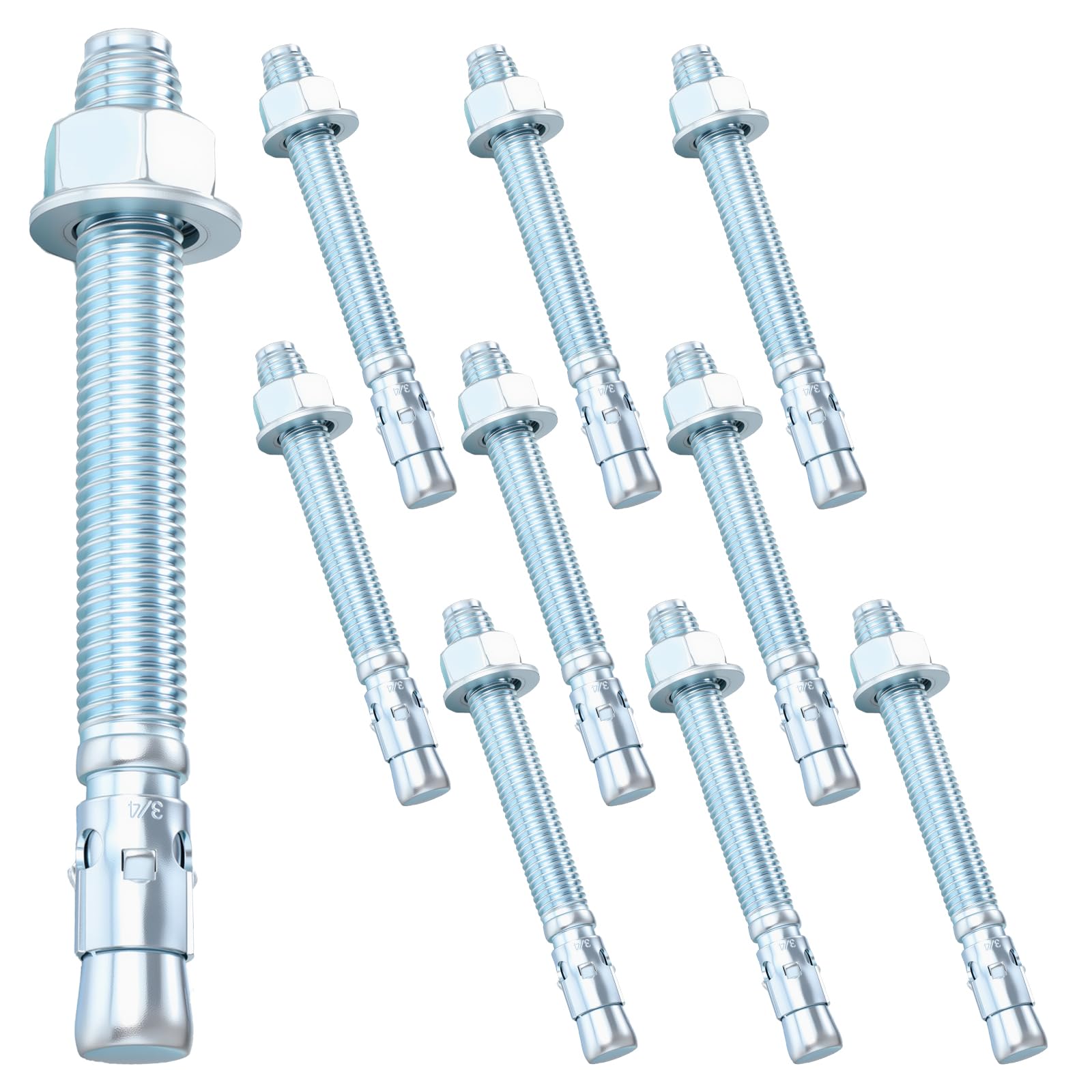 Three Quarter Inch by 7 Inch Zinc Plated Concrete Wedge Anchor Set