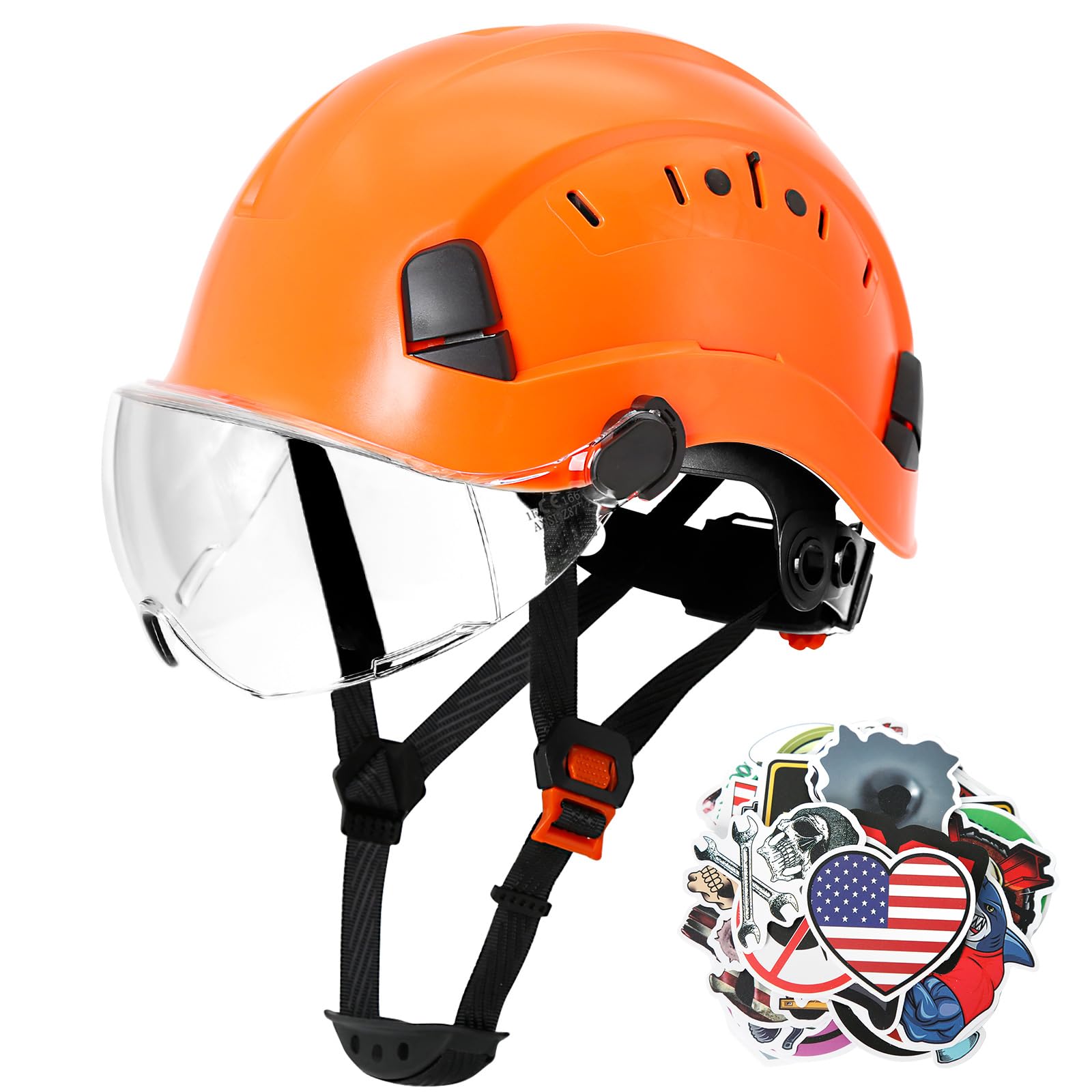 ANSI Z89 1 Construction Hard Hat with Visor and Chin Strap