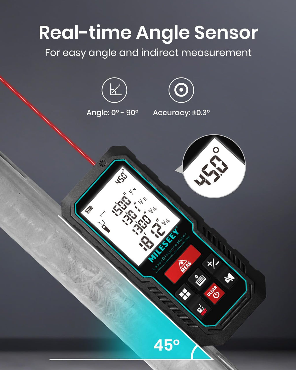 Digital Laser Measuring Tool with Angle Sensor