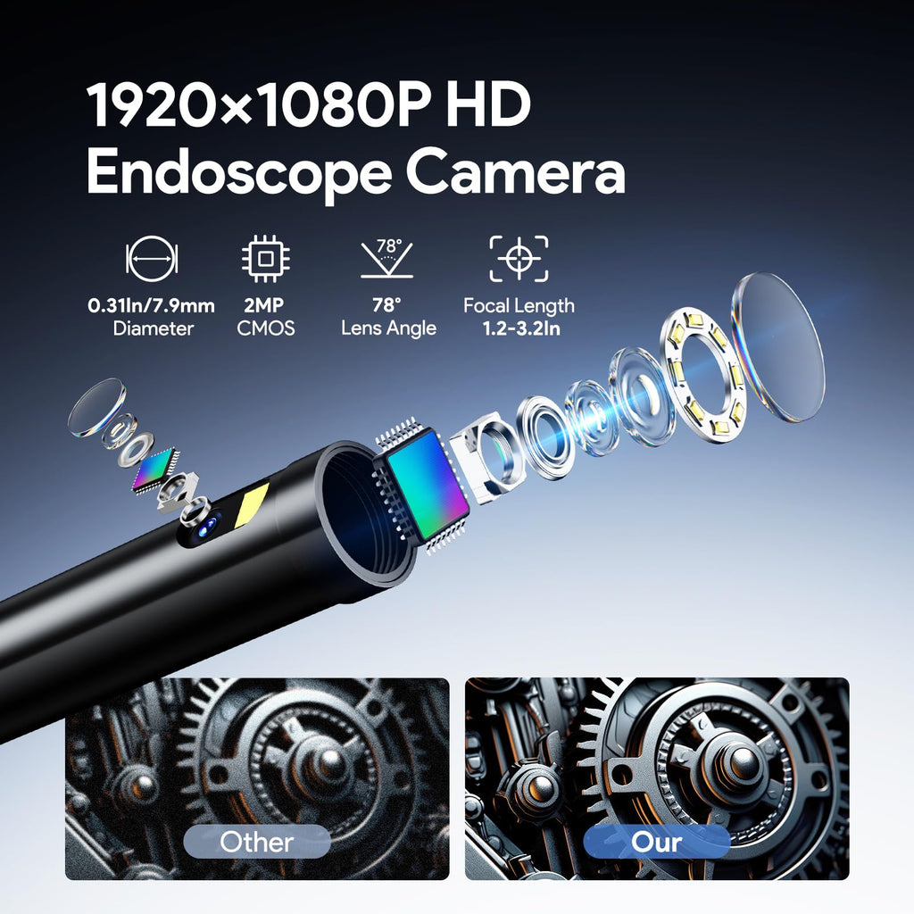 Dual Lens Endoscope Camera with Light 16 Foot Inspection Borescope