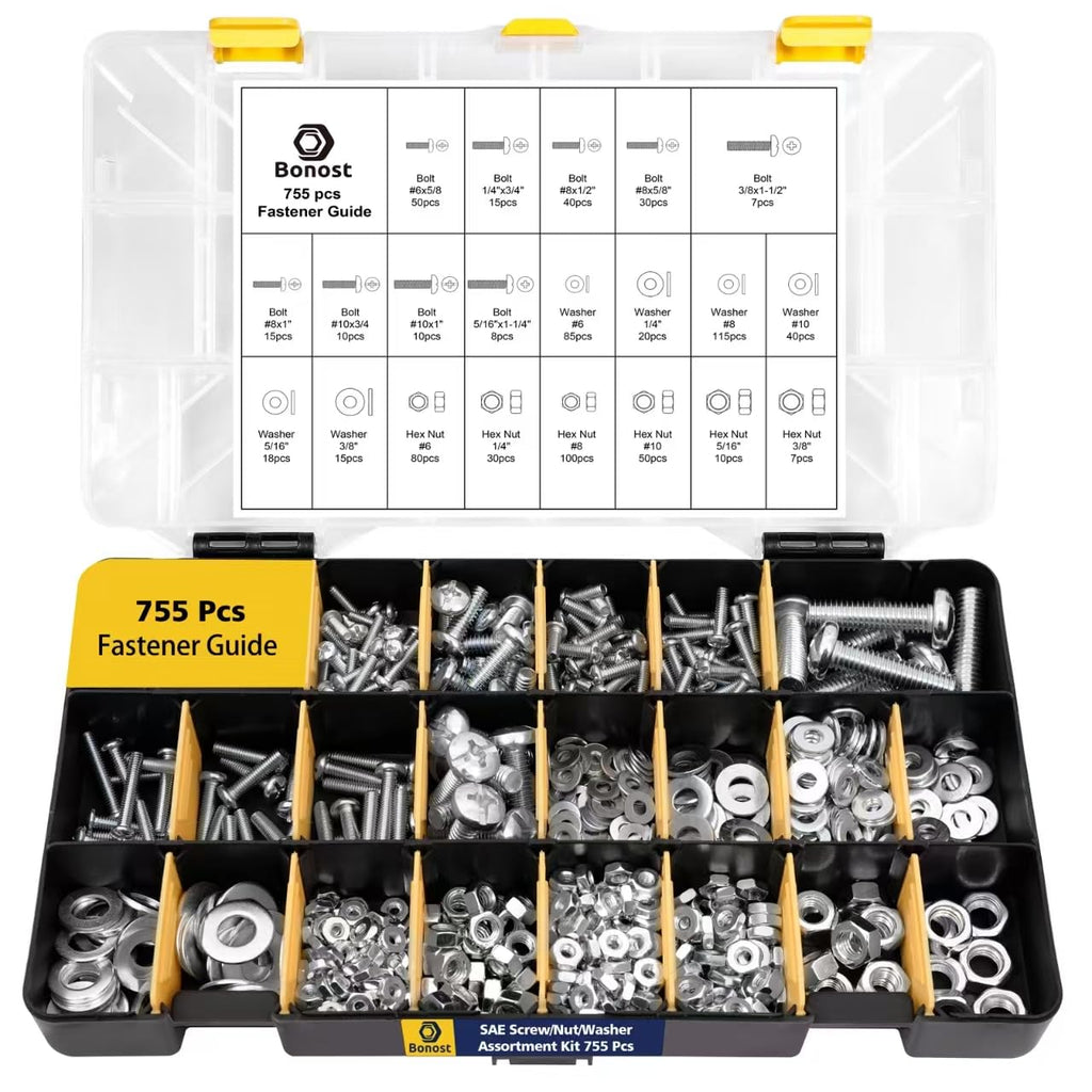 3010 Piece Grade 8.8 Metric Hex Bolt Nut and Washer Kit with 4 Trays