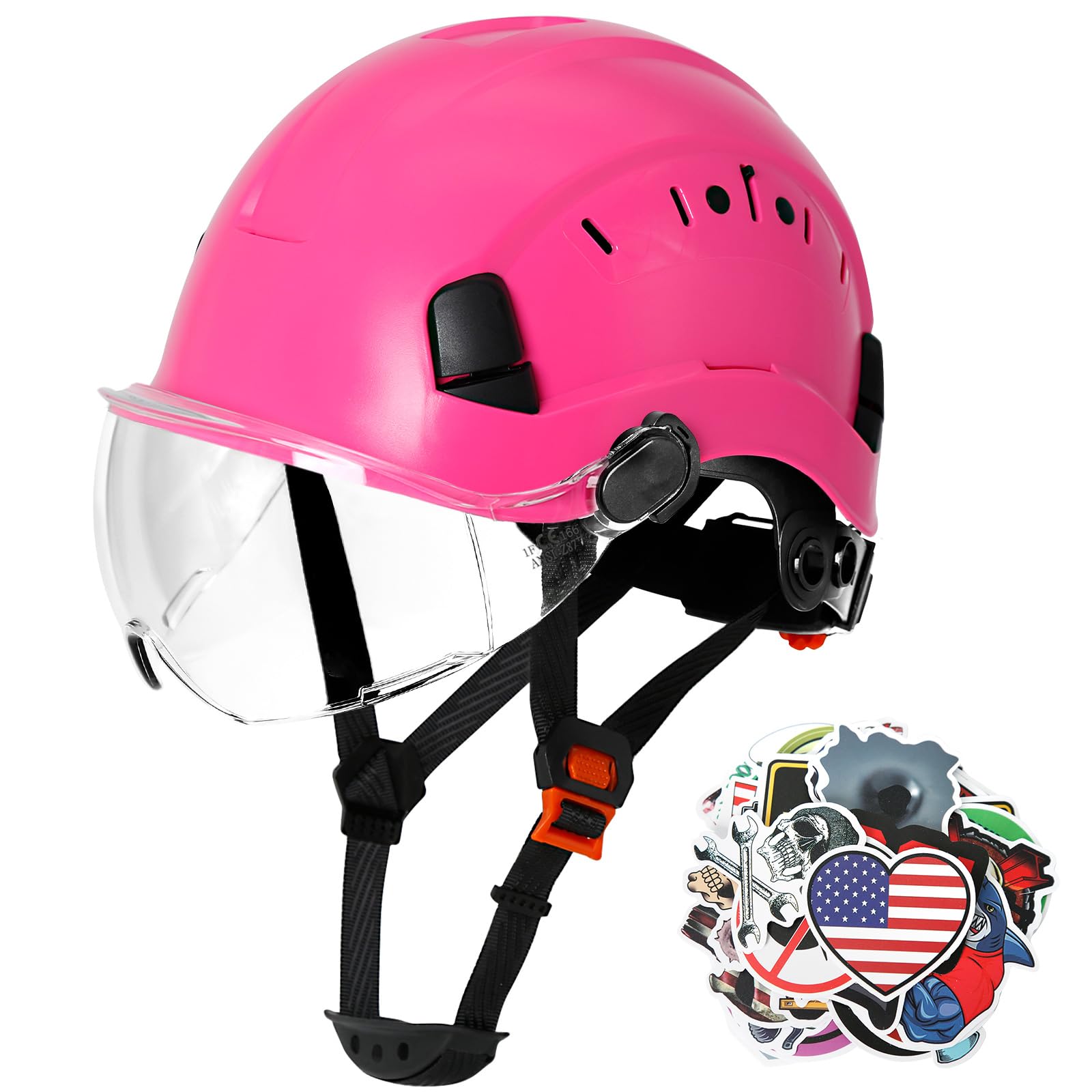 ANSI Z89 1 Construction Hard Hat with Visor and Chin Strap
