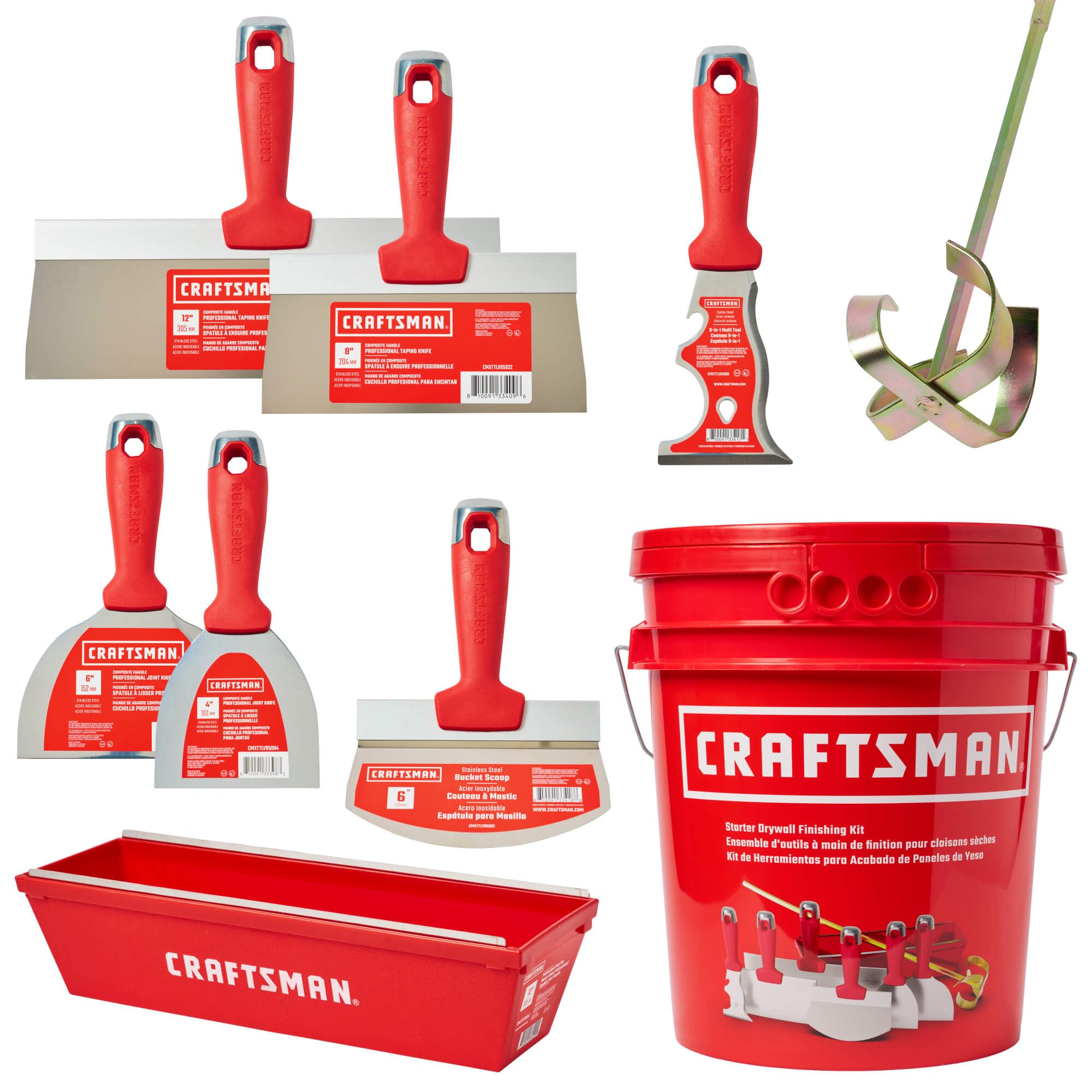 Drywall Hand Tool Kit with Joint Knives Taping Knives and Mixer