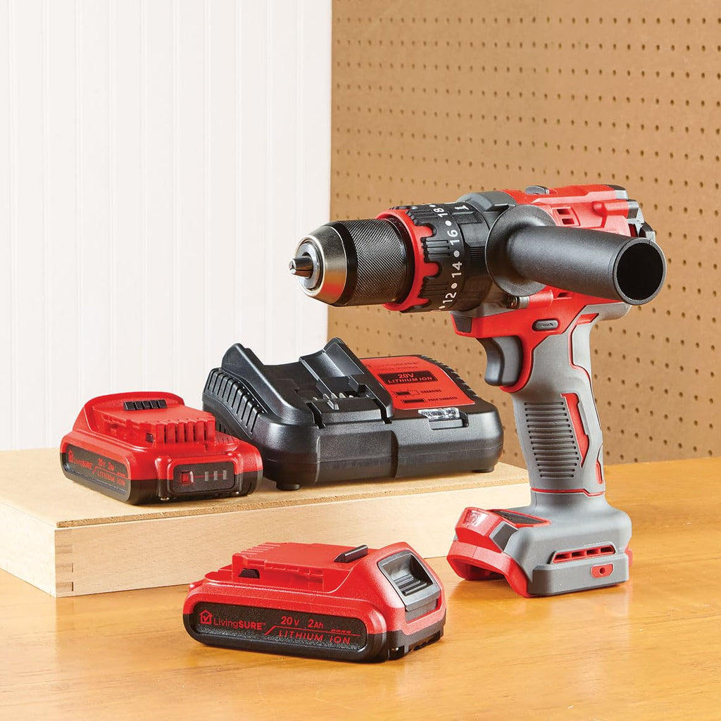 Cordless Power Drill with Two Batteries and Charger