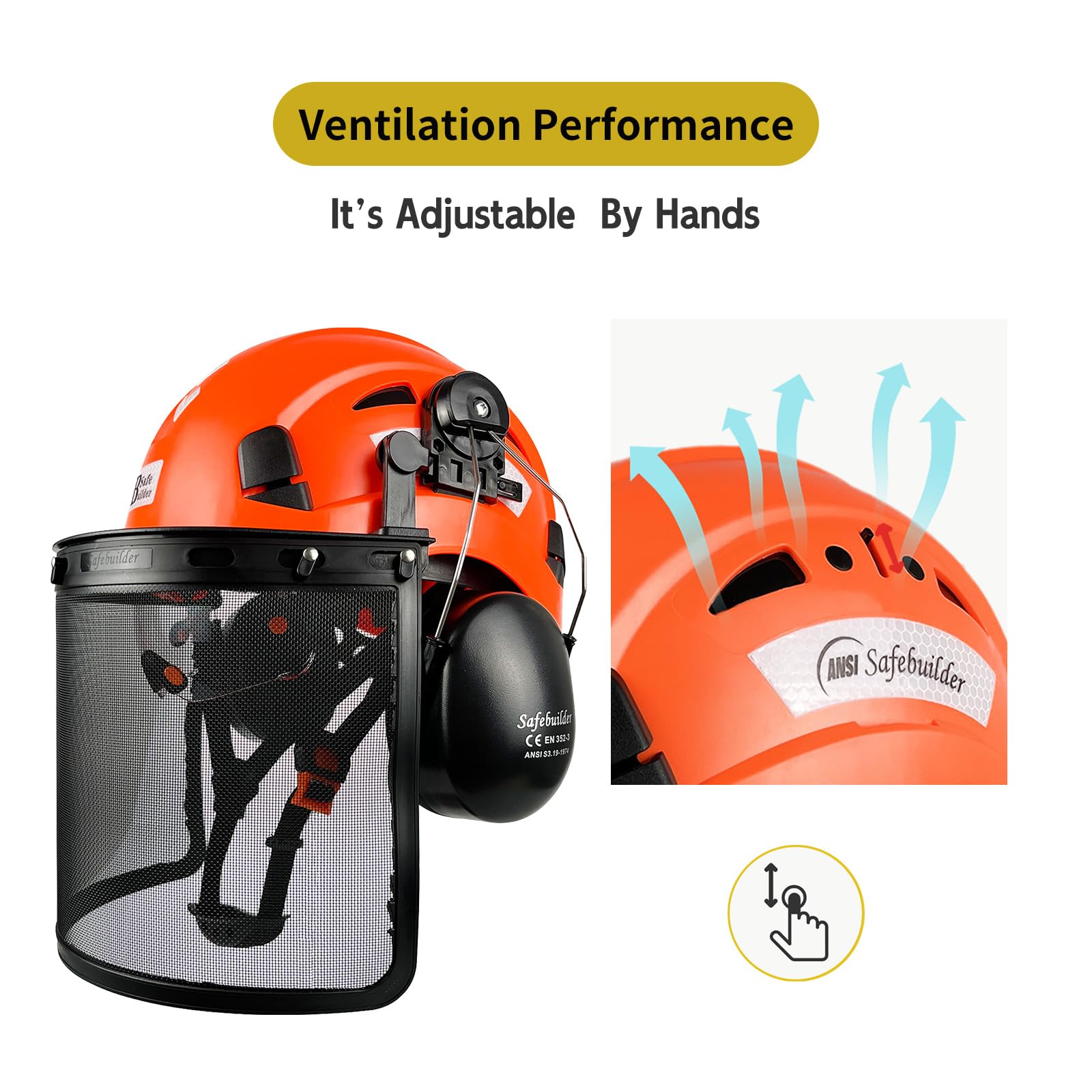 4 in 1 Forestry Safety Helmet with Visor Face Shield and Ear Muffs