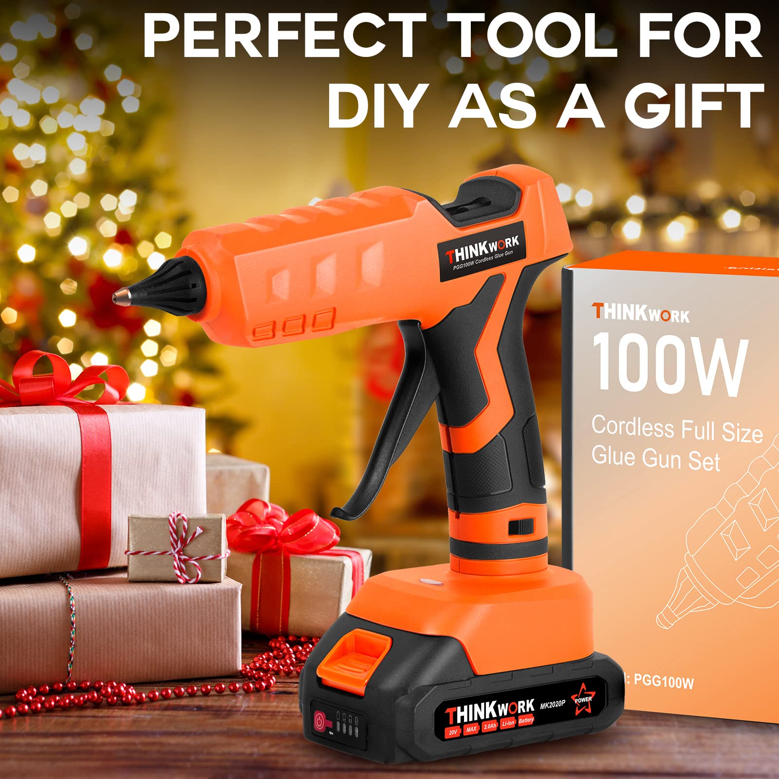 20V Cordless Hot Glue Gun with Battery and Charger