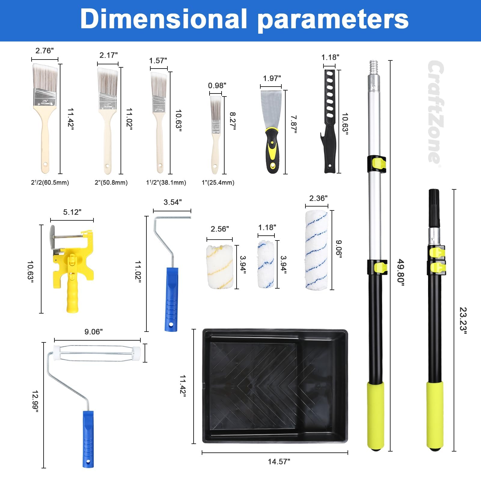 30 Piece Paint Roller Kit with Telescopic Extension Pole