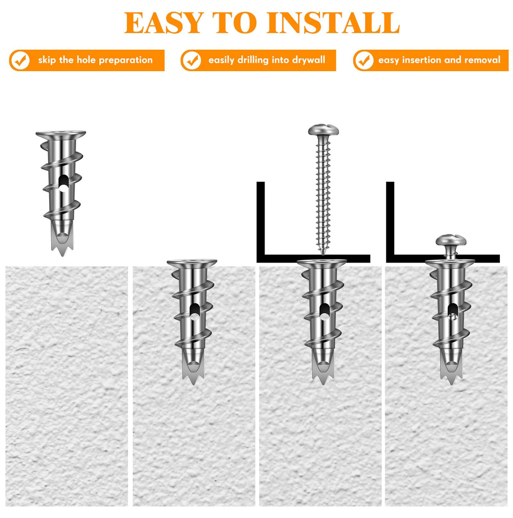 400 Piece Zinc Self Drilling Drywall Anchor and Screw Kit