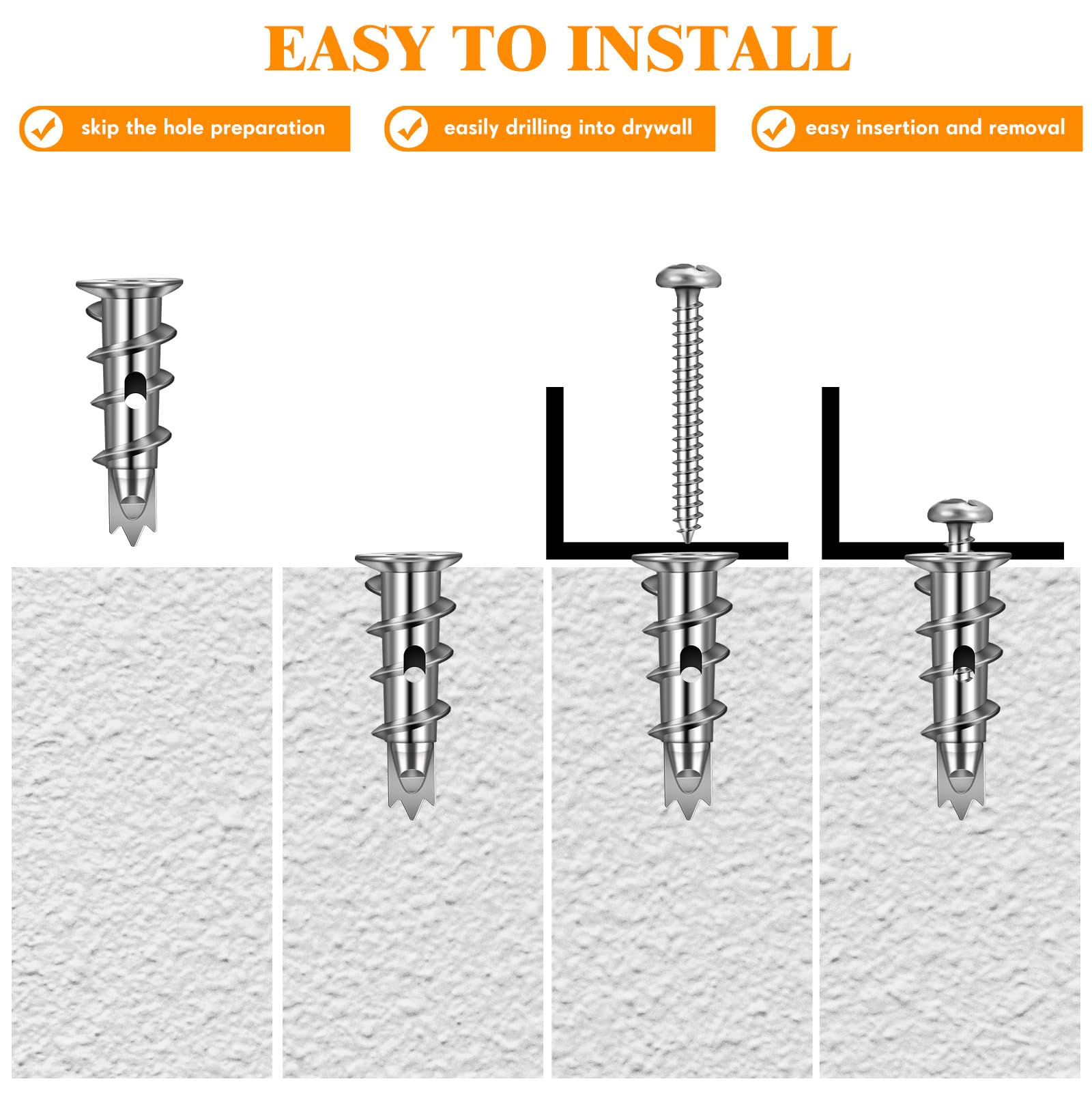 400 Piece Zinc Self Drilling Drywall Anchor and Screw Kit