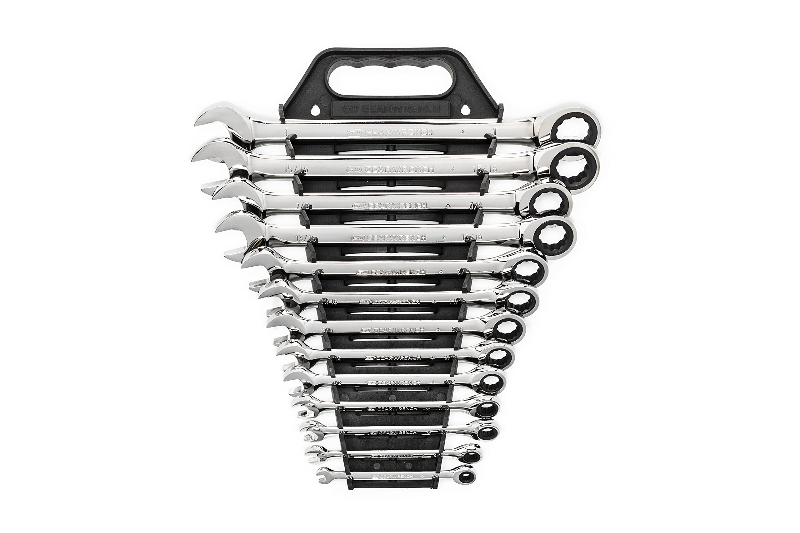72 Tooth Slim Ratcheting Wrench Set with Storage Rack
