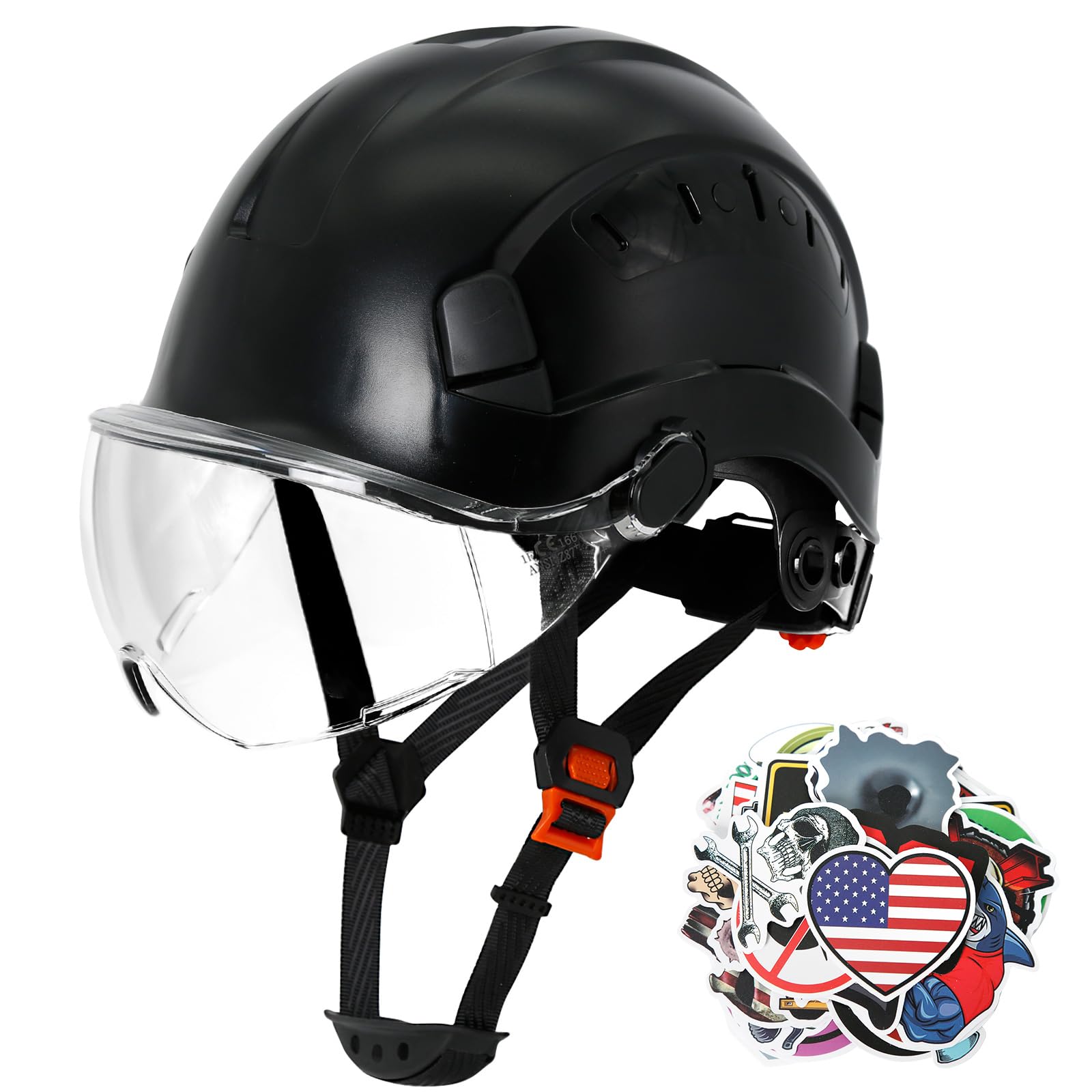 ANSI Z89 1 Construction Hard Hat with Visor and Chin Strap