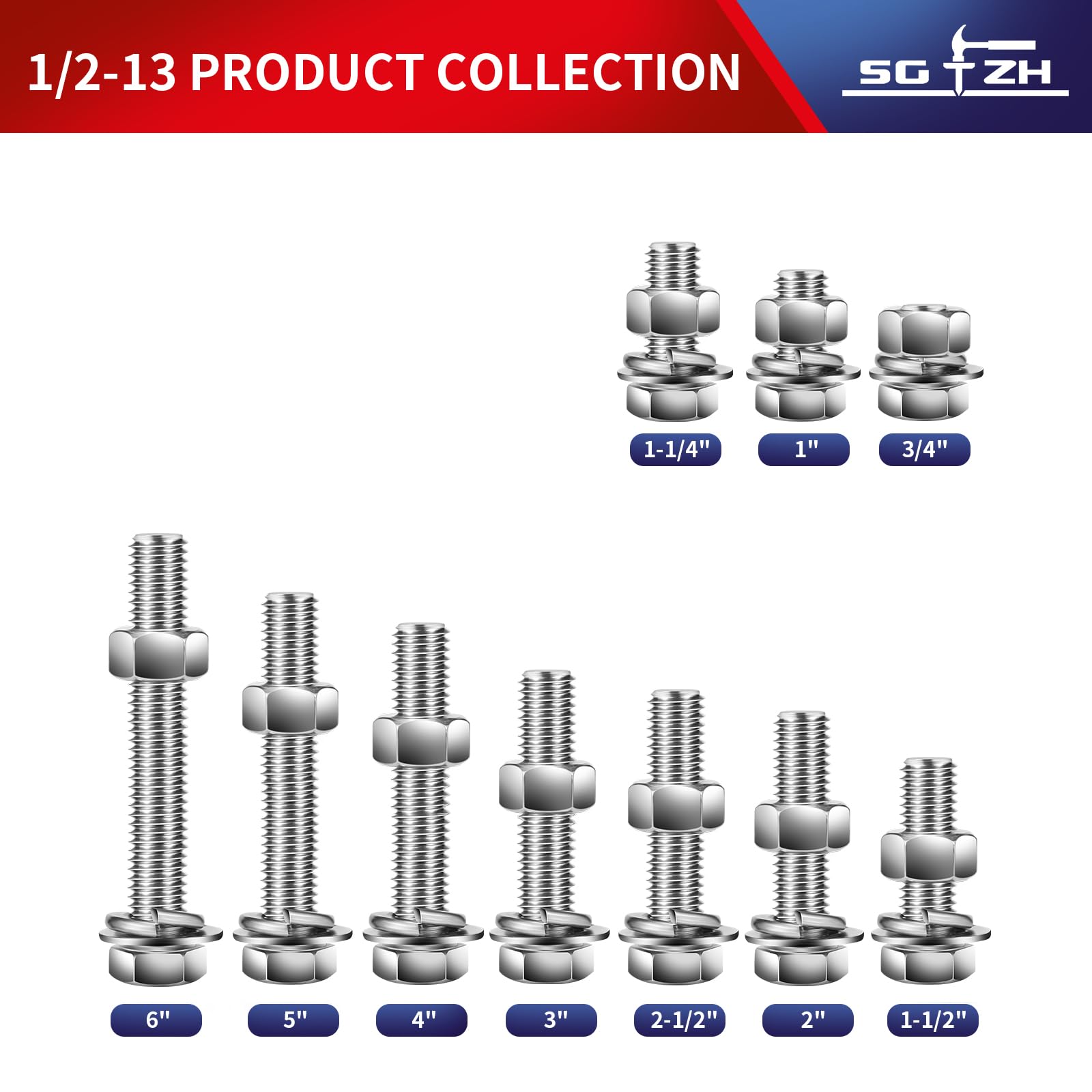 304 Stainless Steel Black Oxide Hex Bolt Nut and Washer Assortment