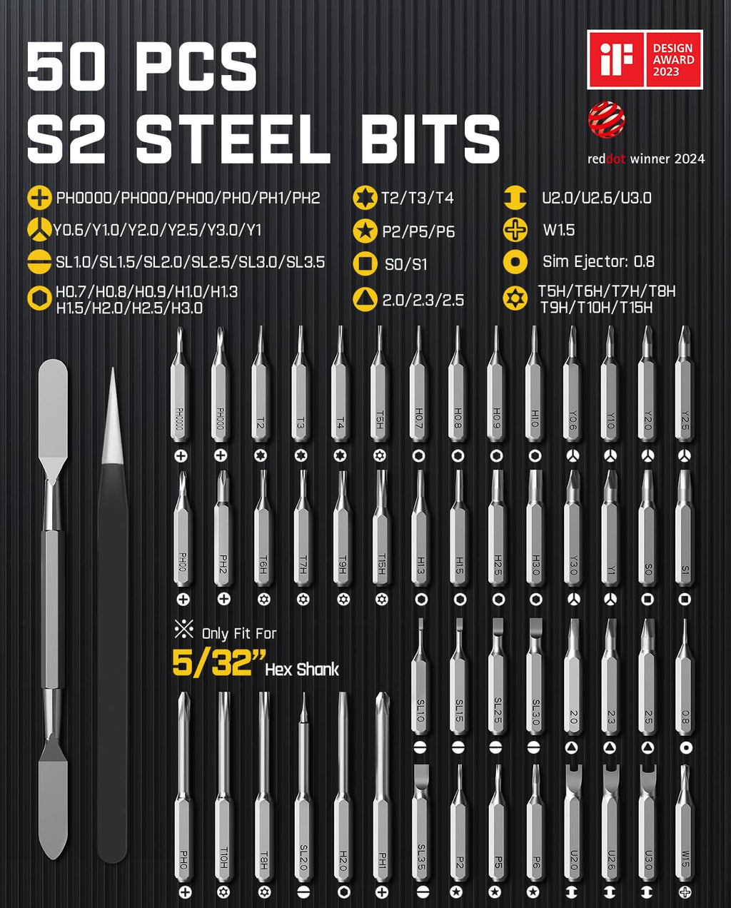 Mini Electric Precision Screwdriver Set with 50 Magnetic Bits