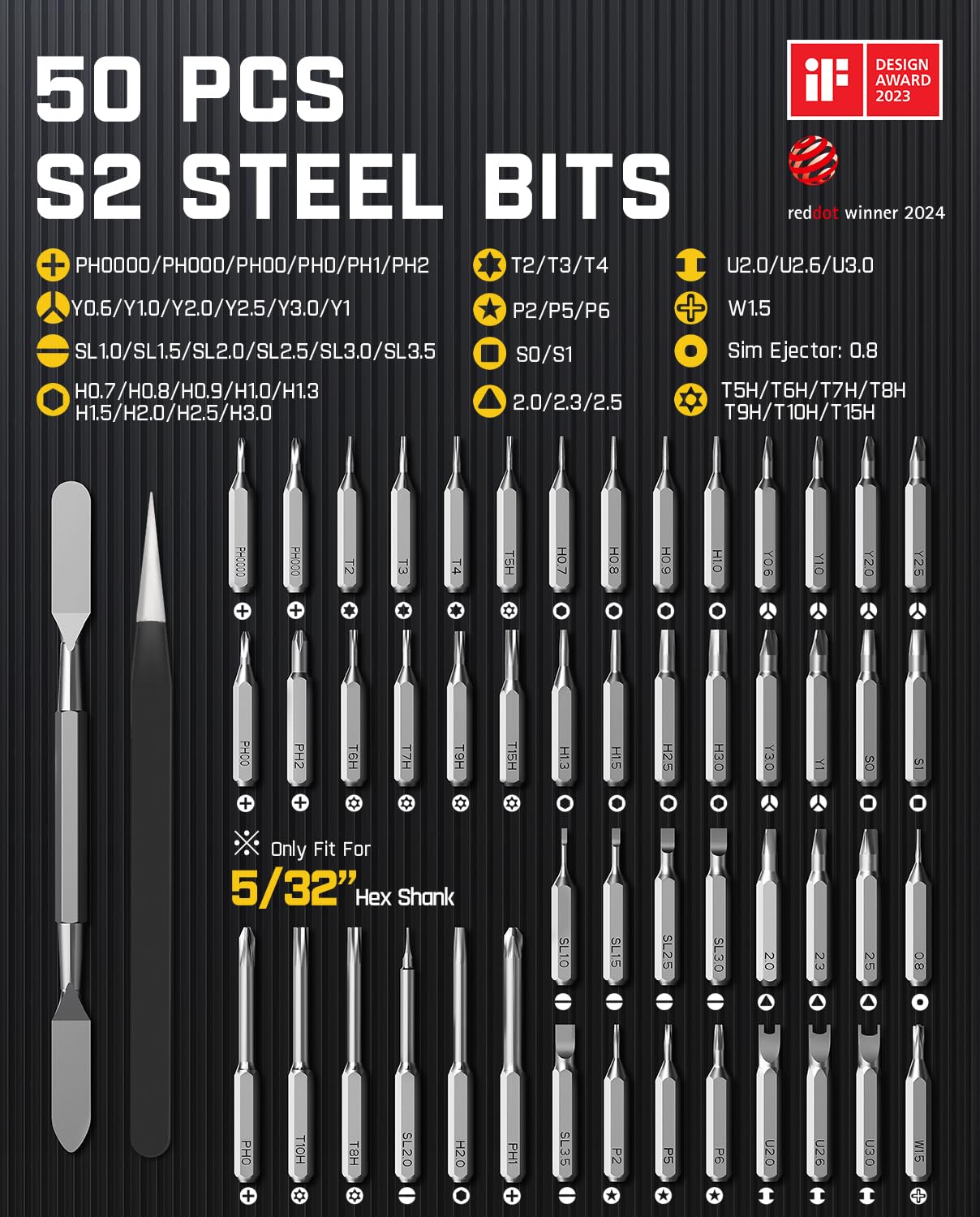 Mini Electric Precision Screwdriver Set with 50 Magnetic Bits