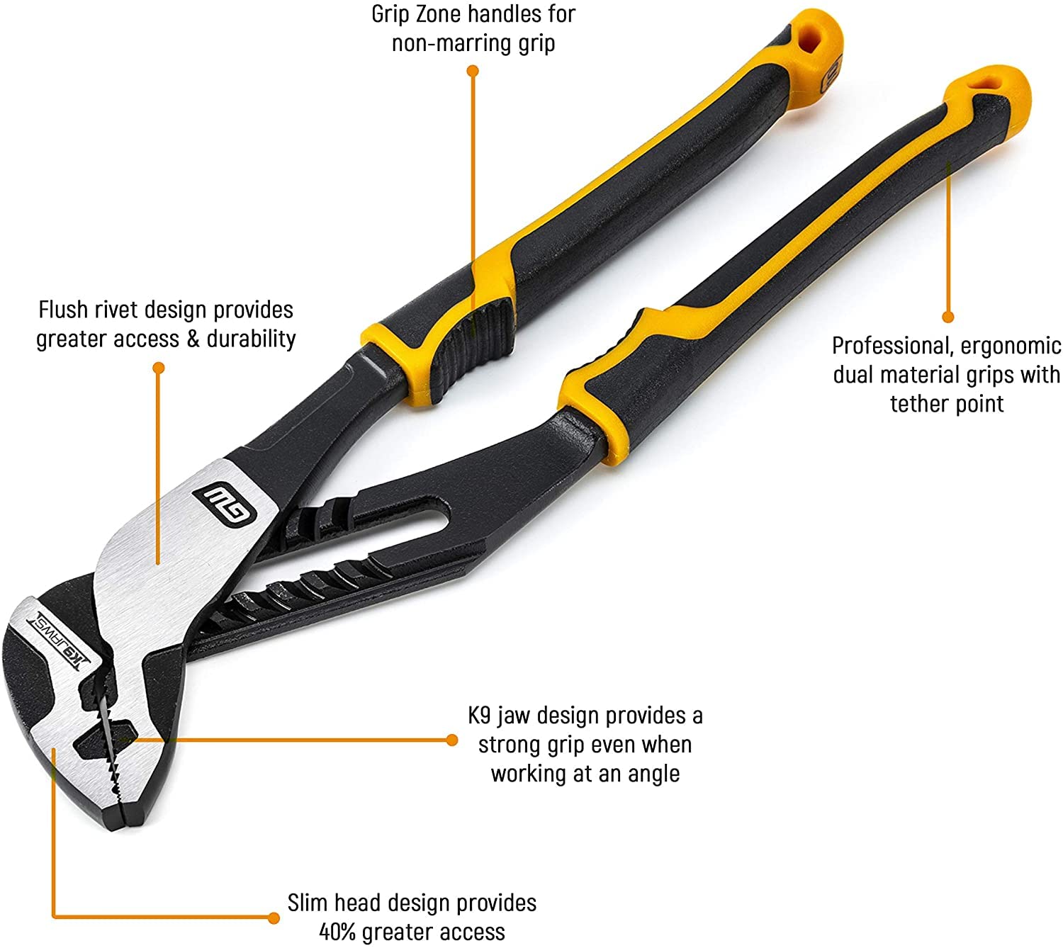 4 Piece Auto Bite Tongue and Groove Pliers Set with K9 Jaws