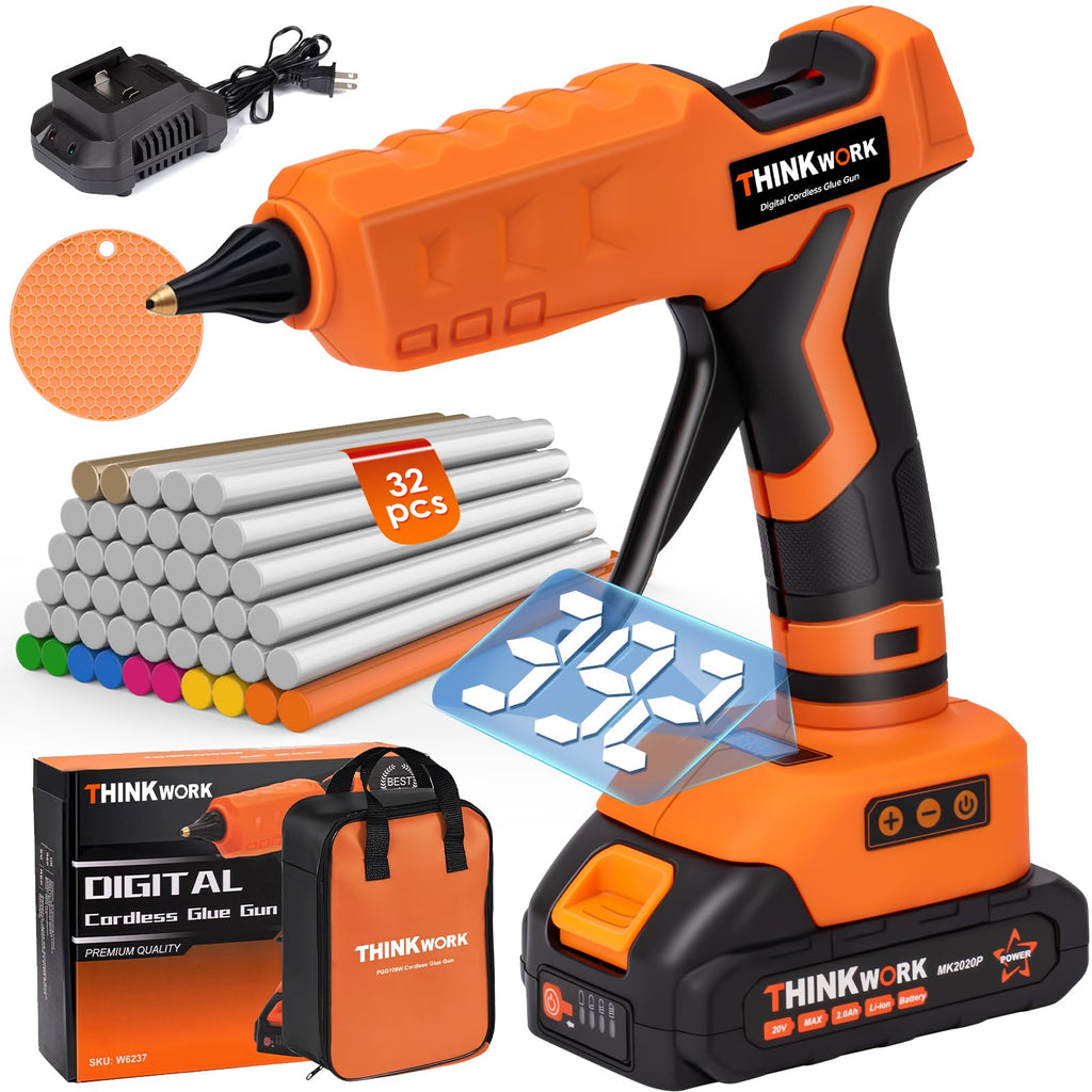 20V Cordless Hot Glue Gun with Battery and Charger