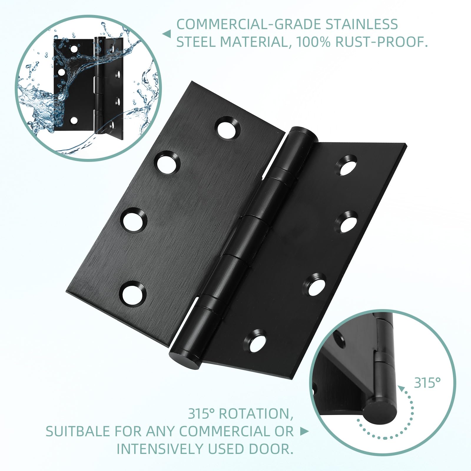 6 or 12 Pack 4 and a Half Inch Stainless Steel Ball Bearing Hinges