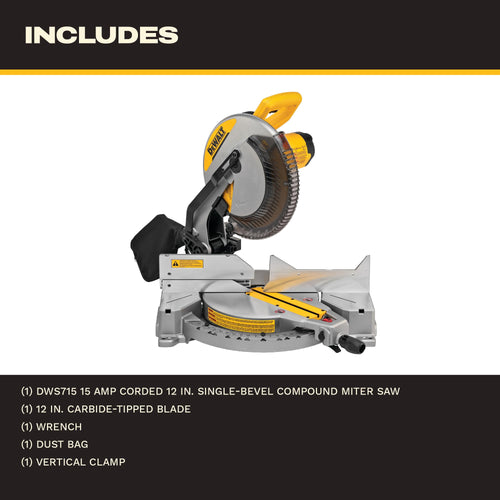 12 Inch 15 Amp Single Bevel Compound Miter Saw