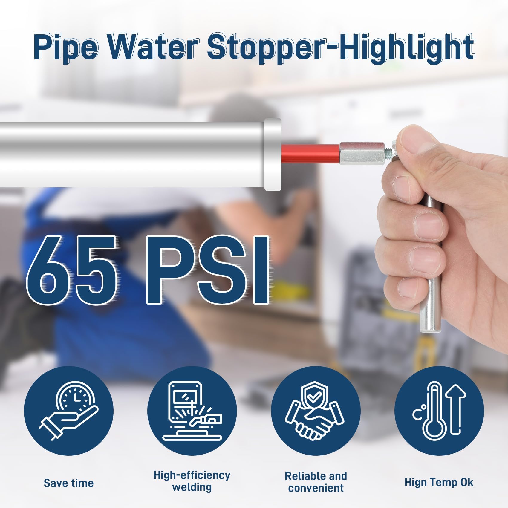 Plumbing Pipe Plug Tool Kit for Half Three Quarter and One Inch Pipes