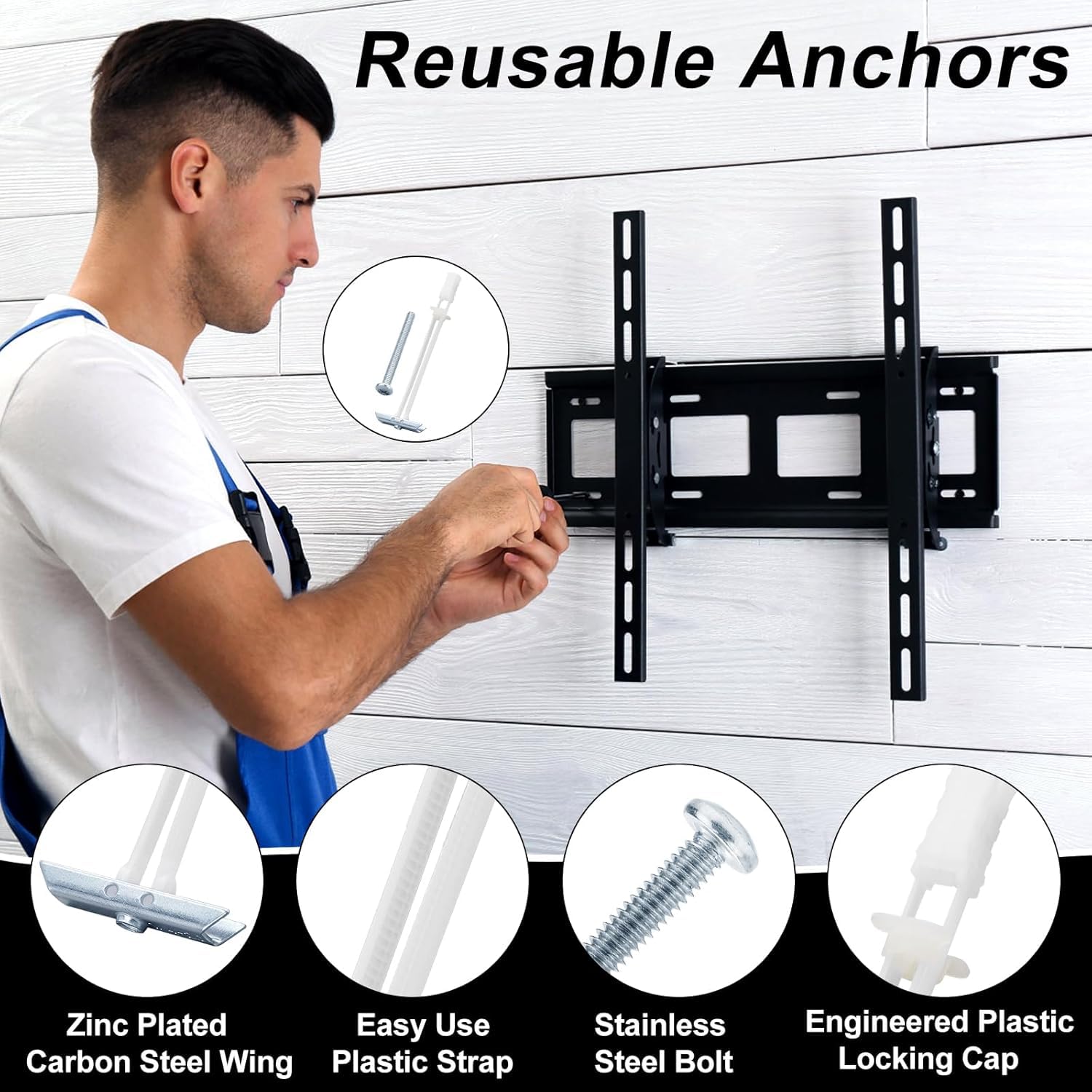 14 Pack Heavy Duty Drywall Anchors with Bolts for TV Mounting