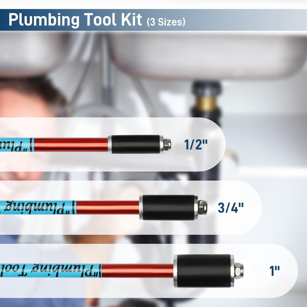 Plumbing Pipe Plug Tool Kit for Half Three Quarter and One Inch Pipes