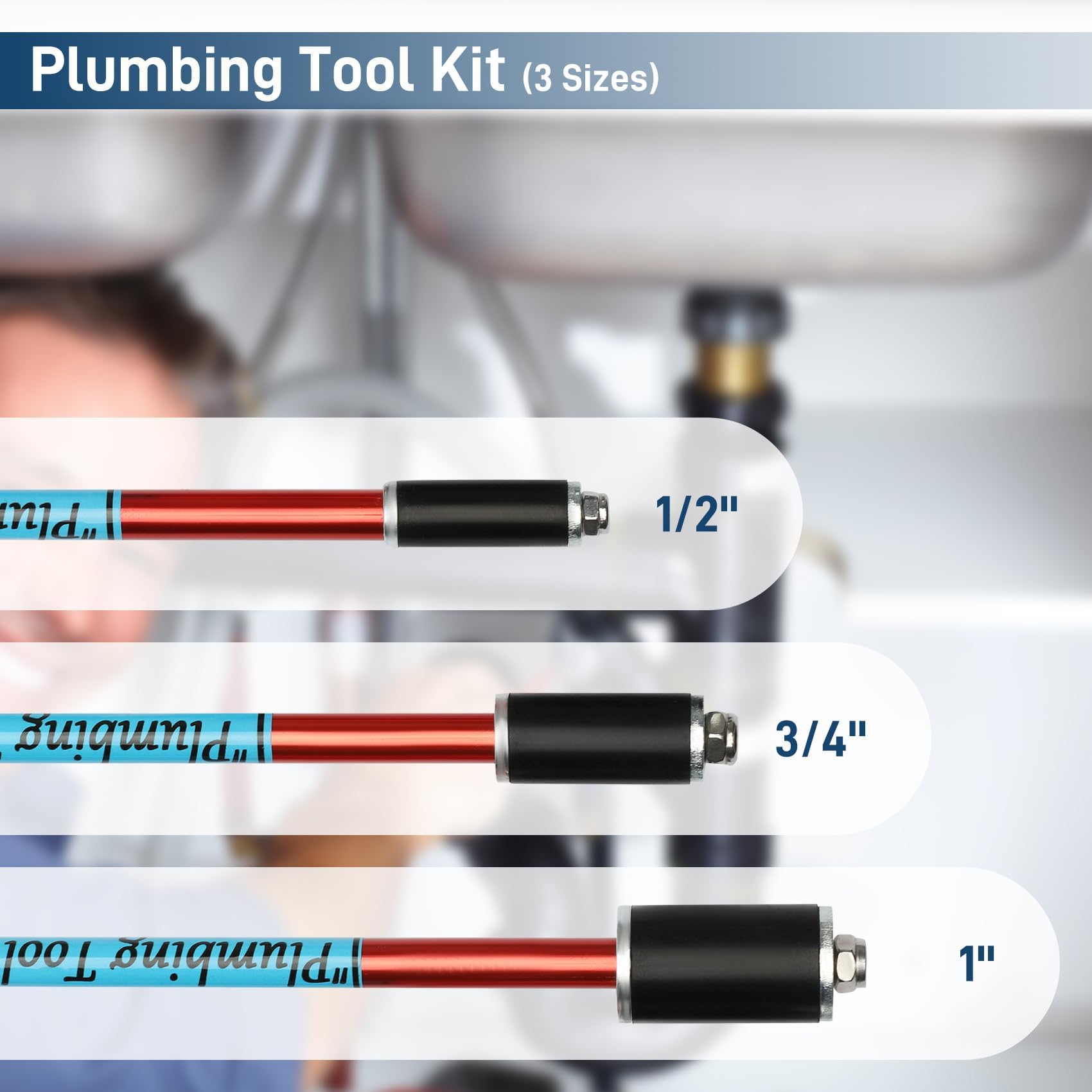 Plumbing Pipe Plug Tool Kit for Half Three Quarter and One Inch Pipes