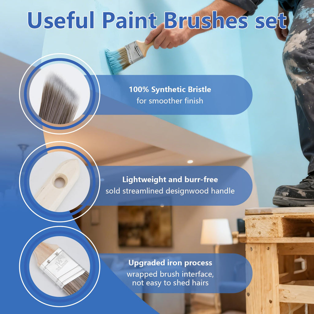 Paint Roller Kit with 2 to 4 Foot Extension Pole and Accessories