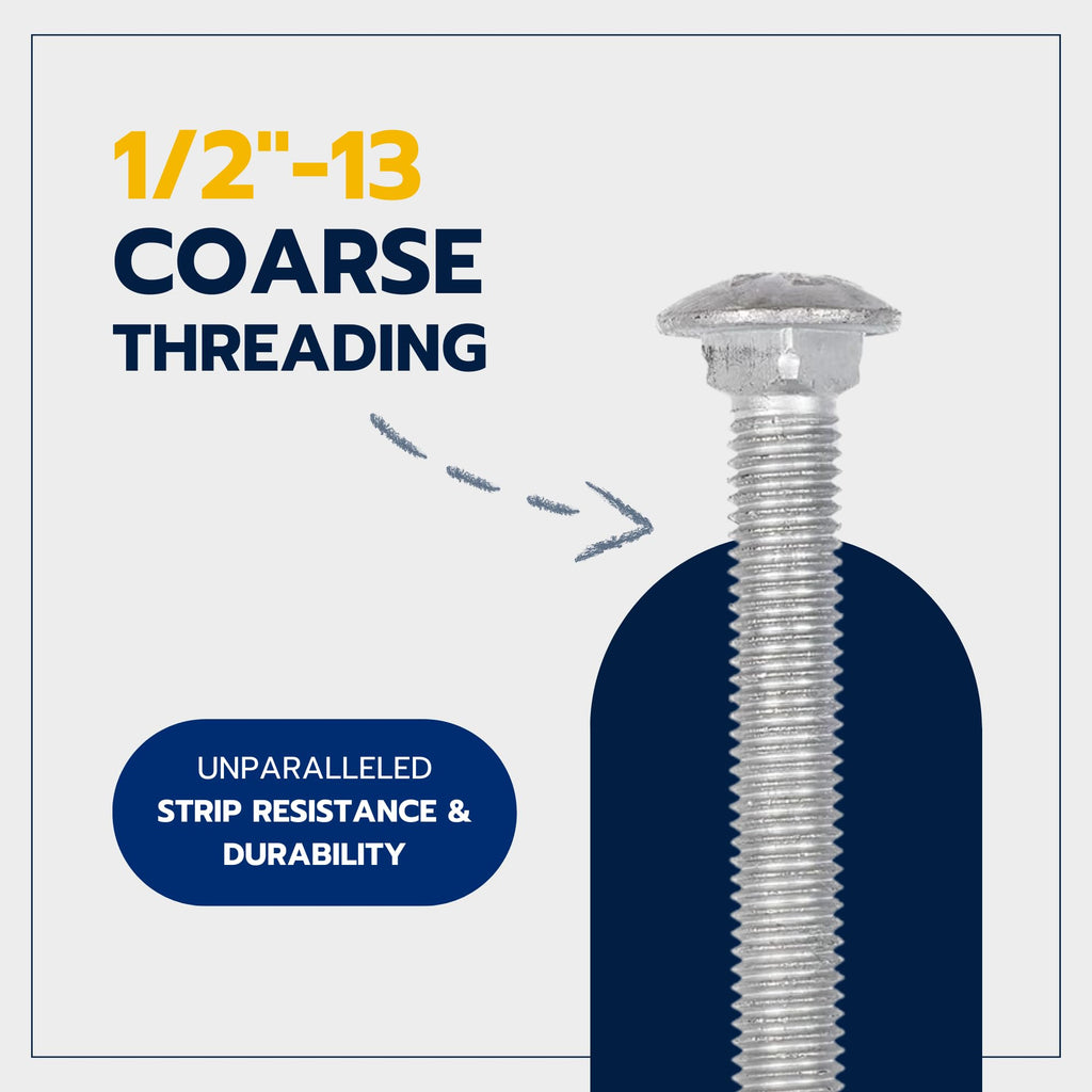 25 Pack Half Inch Galvanized Carriage Bolt Kit