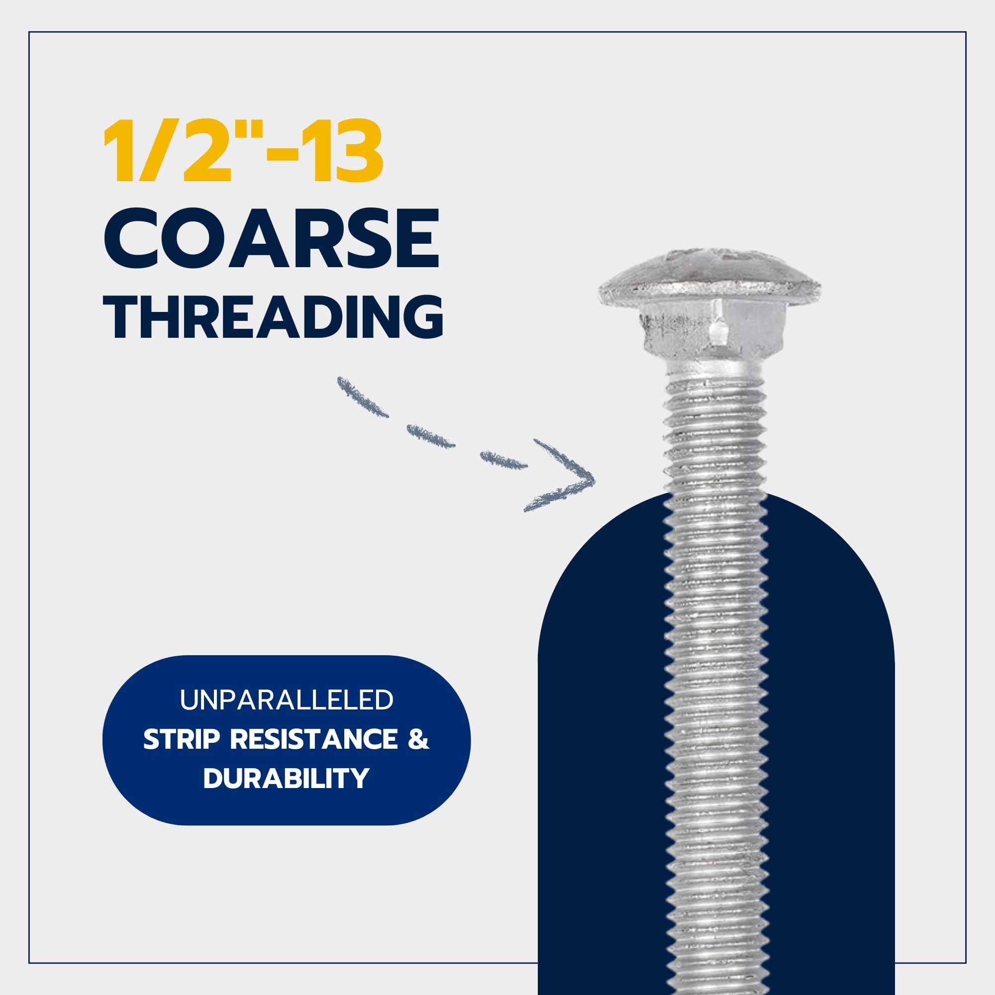 25 Pack Half Inch Galvanized Carriage Bolt Kit
