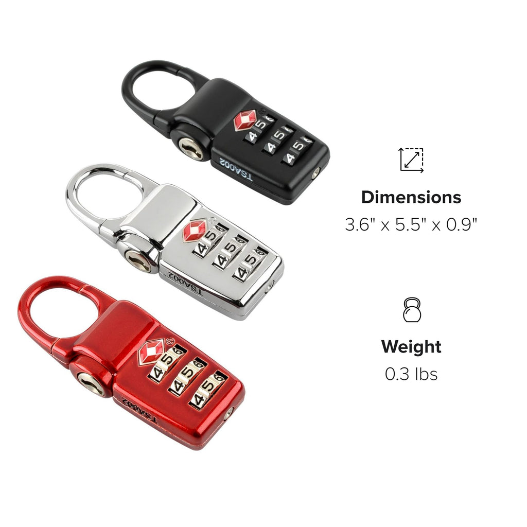 TSA Approved Combination Luggage Locks Set of 3