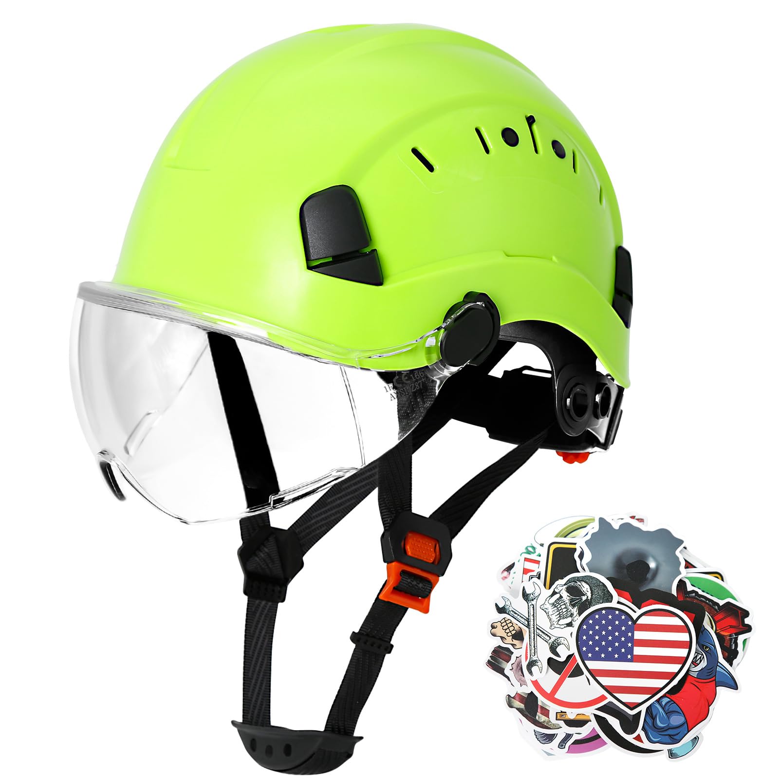 ANSI Z89 1 Construction Hard Hat with Visor and Chin Strap