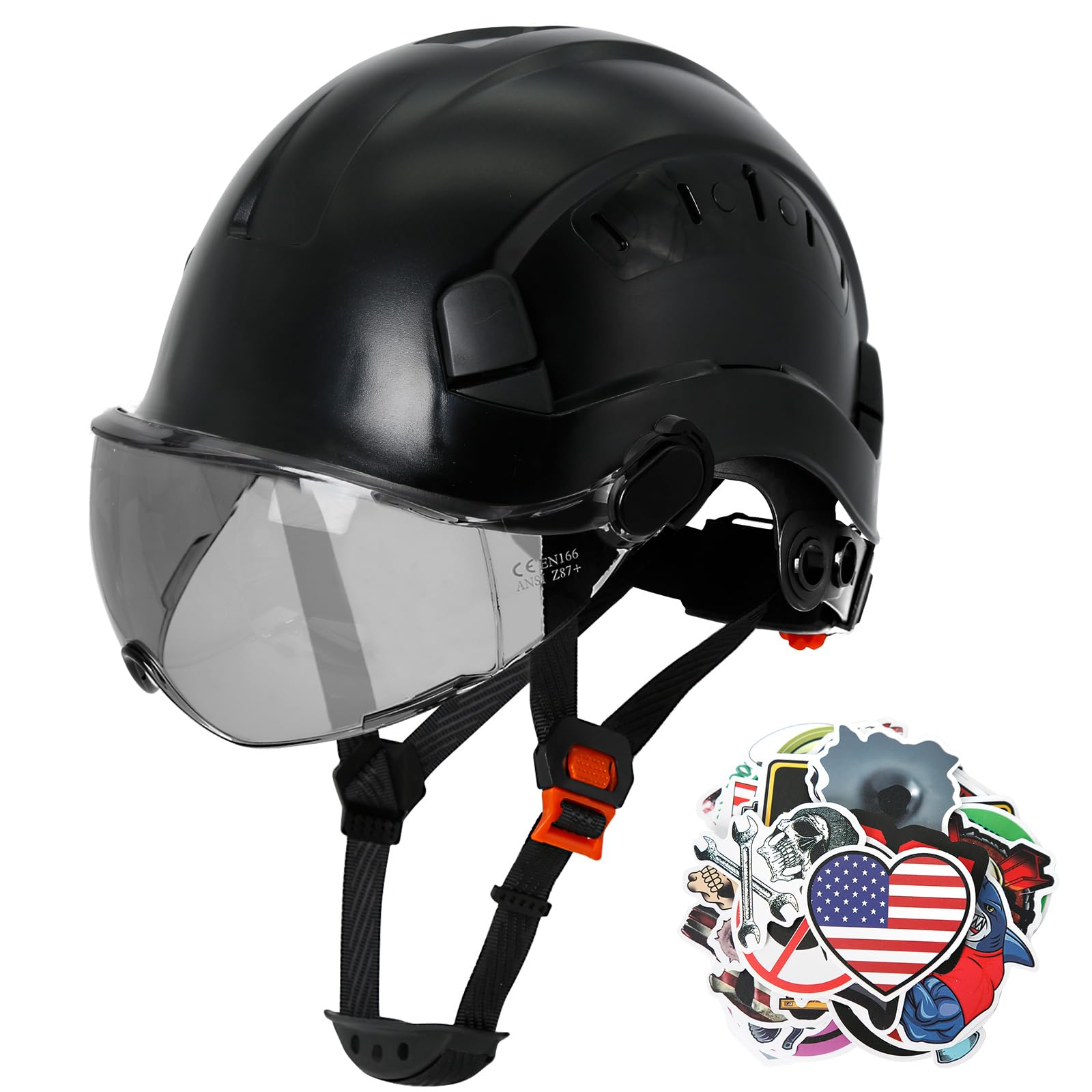 ANSI Z89 1 Construction Hard Hat with Visor and Chin Strap