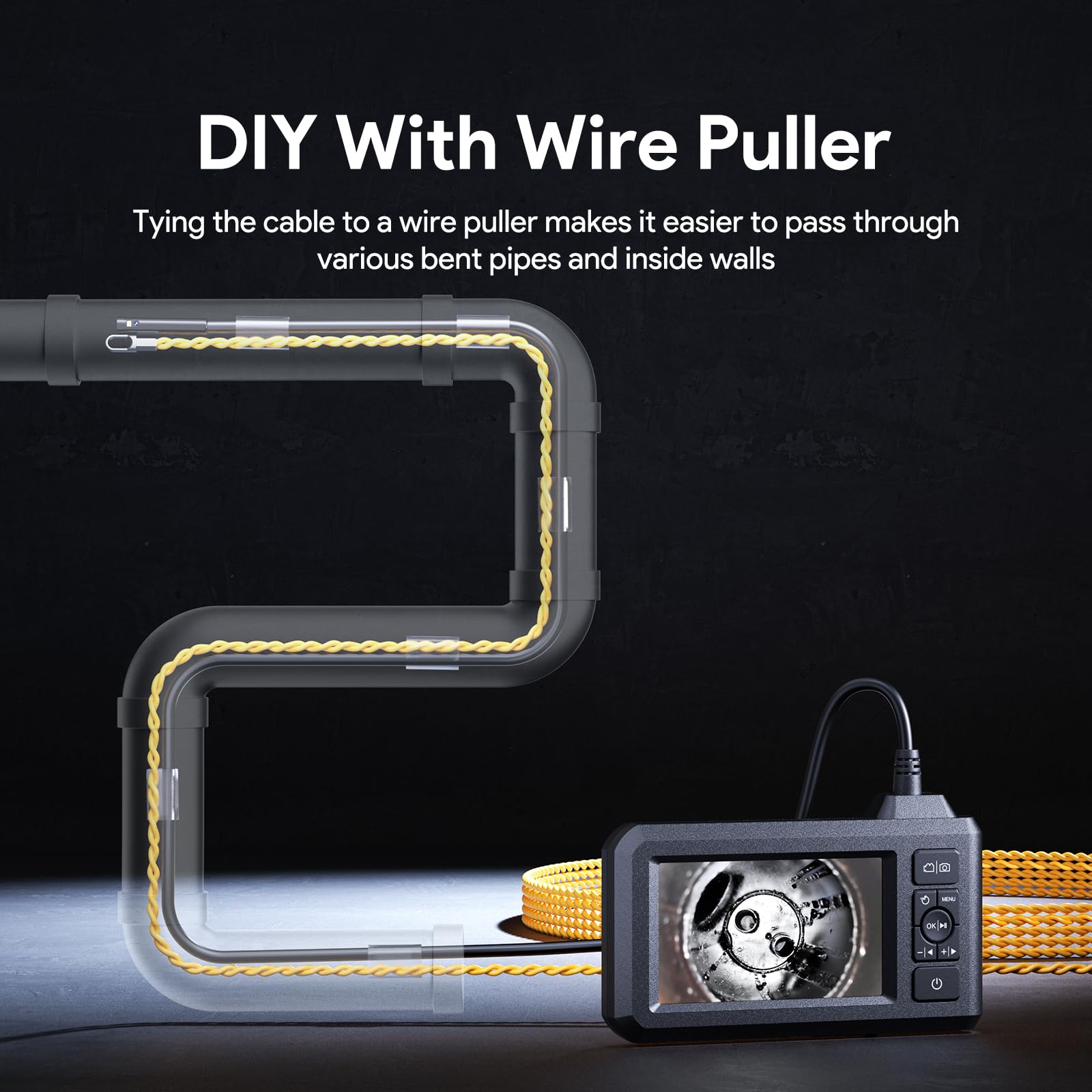 Dual Lens Endoscope Camera with Light 16 Foot Inspection Borescope