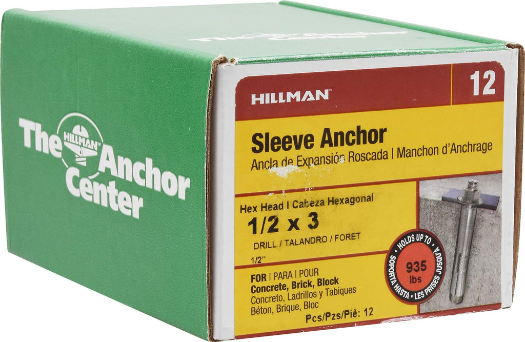 50 Pack Three Eighth Inch by One and Seven Eighth Inch Sleeve Anchors