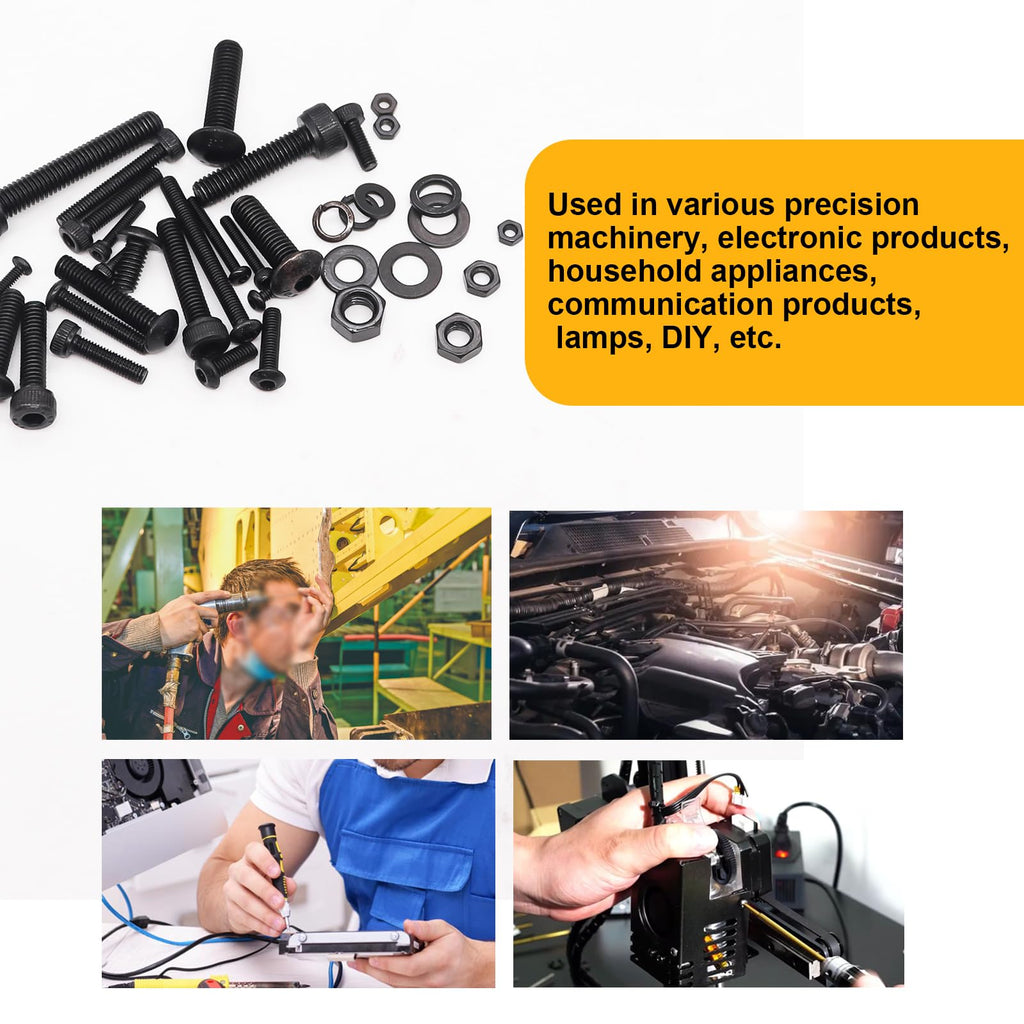 Metric Hex Socket Screw Nut and Washer Assortment Kit with Allen Wrench
