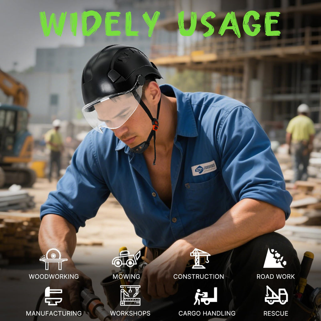 ANSI Z89 1 Construction Hard Hat with Visor and Chin Strap