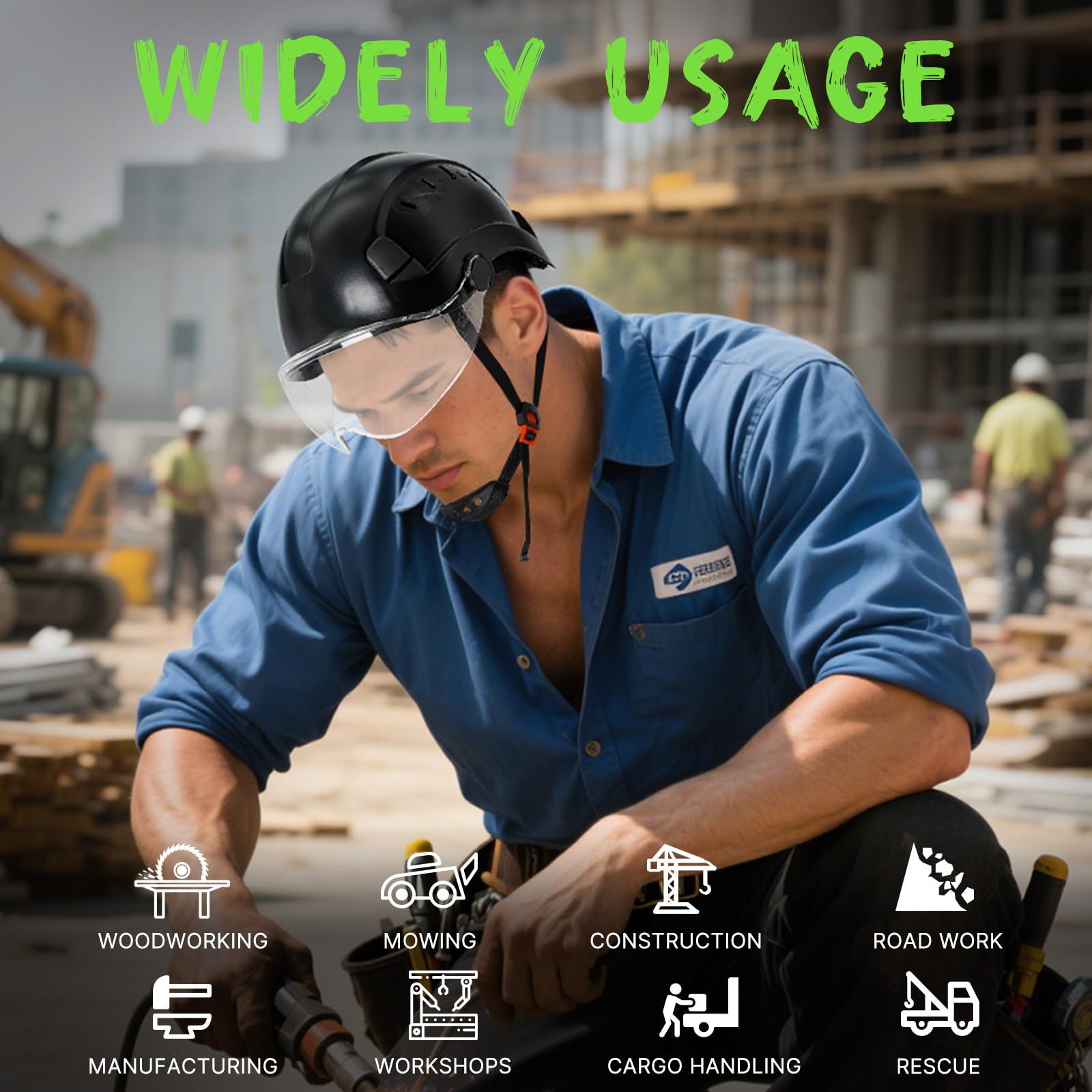 ANSI Z89 1 Construction Hard Hat with Visor and Chin Strap