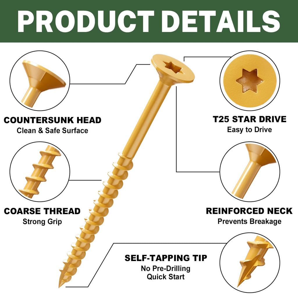 3 Inch Rust Resistant Exterior Deck Screws 1700 Pack