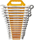 72 Tooth Slim Ratcheting Wrench Set with Storage Rack
